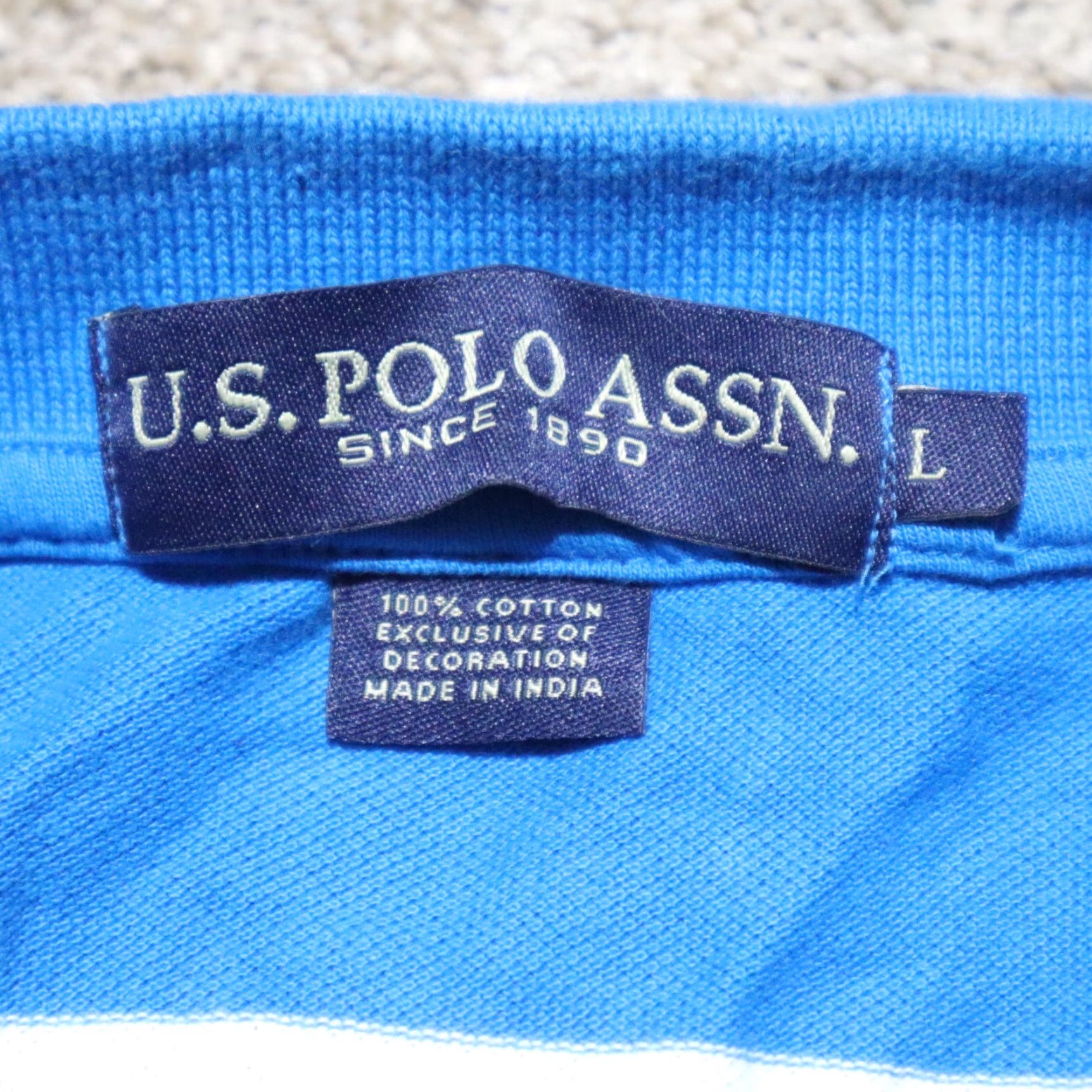 Vintage US Polo Assn Polo Shirt Men Large BLUE Striped Short Sleeve Polo Shirt 100% Cotton Size US L / EU 52-54 / 3 - 3 Thumbnail