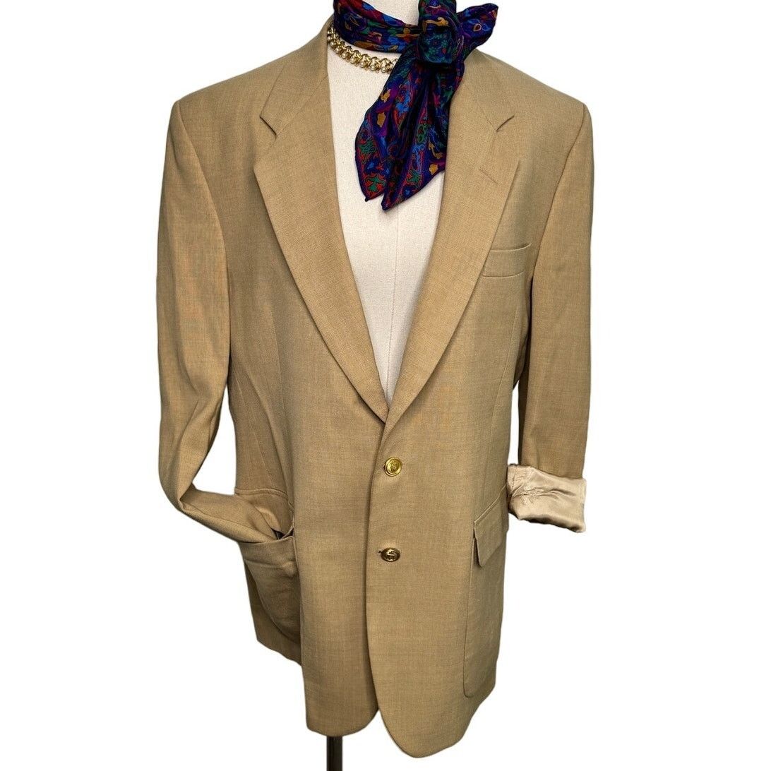 Vintage Vintage Crofton lightweight blazer jacket thatched tan 42R Size 42R - 10 Thumbnail