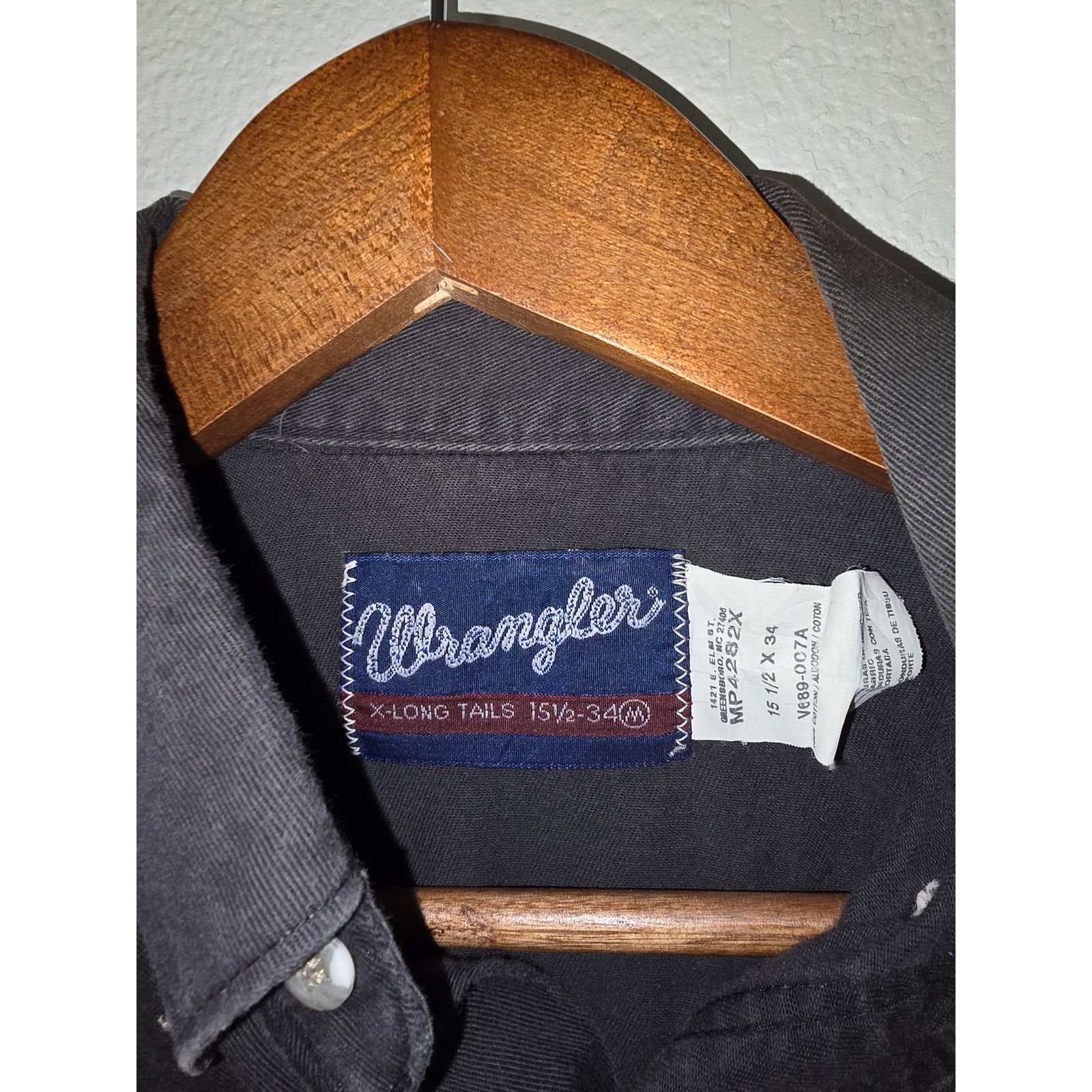 Wrangler Vintage Wrangler M Black Long Sleeve Black Button Up Shirt Size US M / EU 48-50 / 2 - 6 Thumbnail