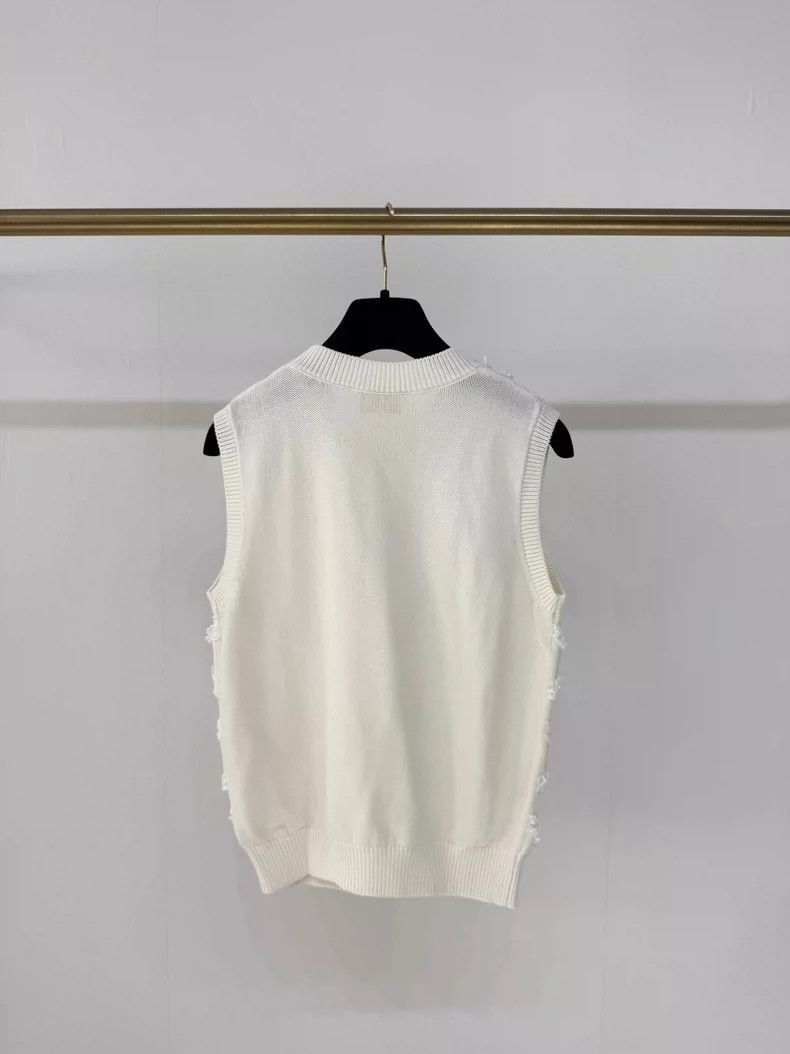 Maison Margiela White Sleeveless Knit Sequin Top-2506 Size S / US 4 / IT 40 - 2 Thumbnail