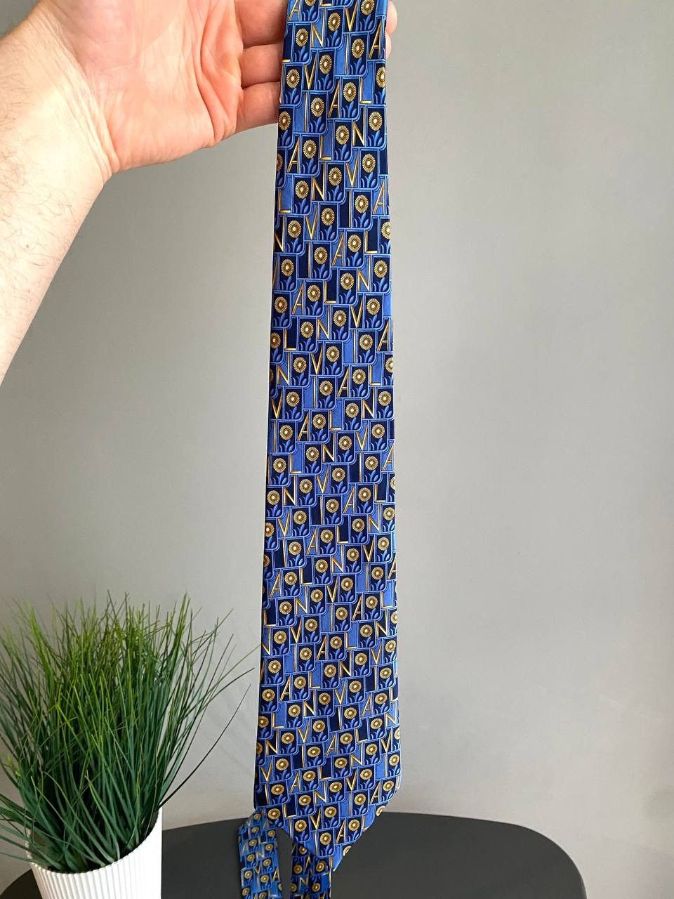 Lanvin Lanvin Paris Silk Tie Blue Monogram Pattern, Made in France Size ONE SIZE - 3 Thumbnail