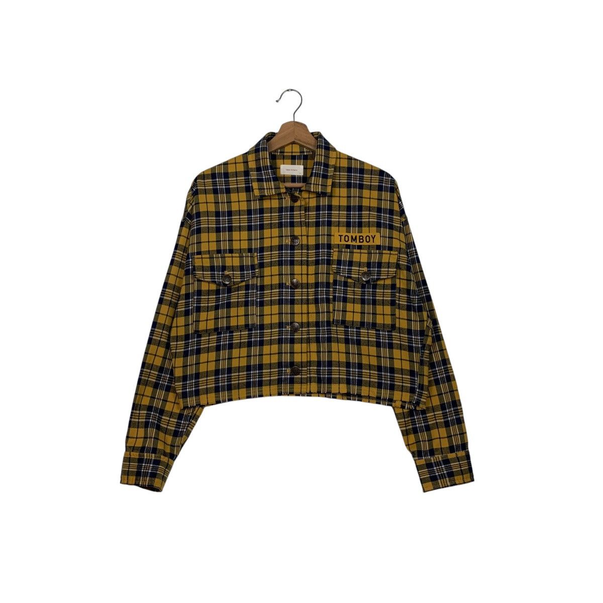 Japanese Brand REPIPI ARMARIO Yellow Check Crop Flannel Jacket #2600-C117 Size M / US 6-8 / IT 42-44 - 1 Thumbnail