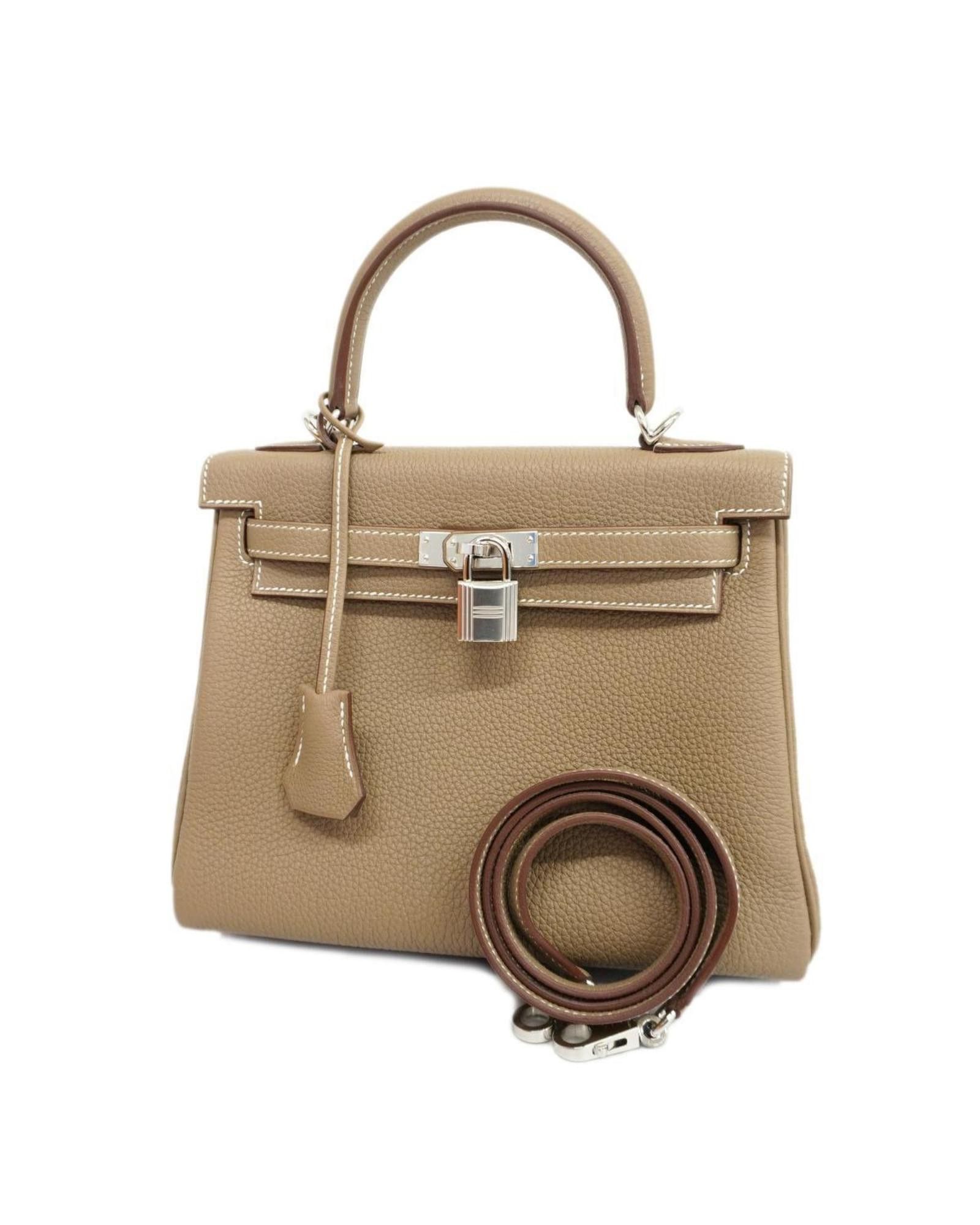 image of Hermes Classic Togo Leather Handbag - Elegant Grey Design, Women's