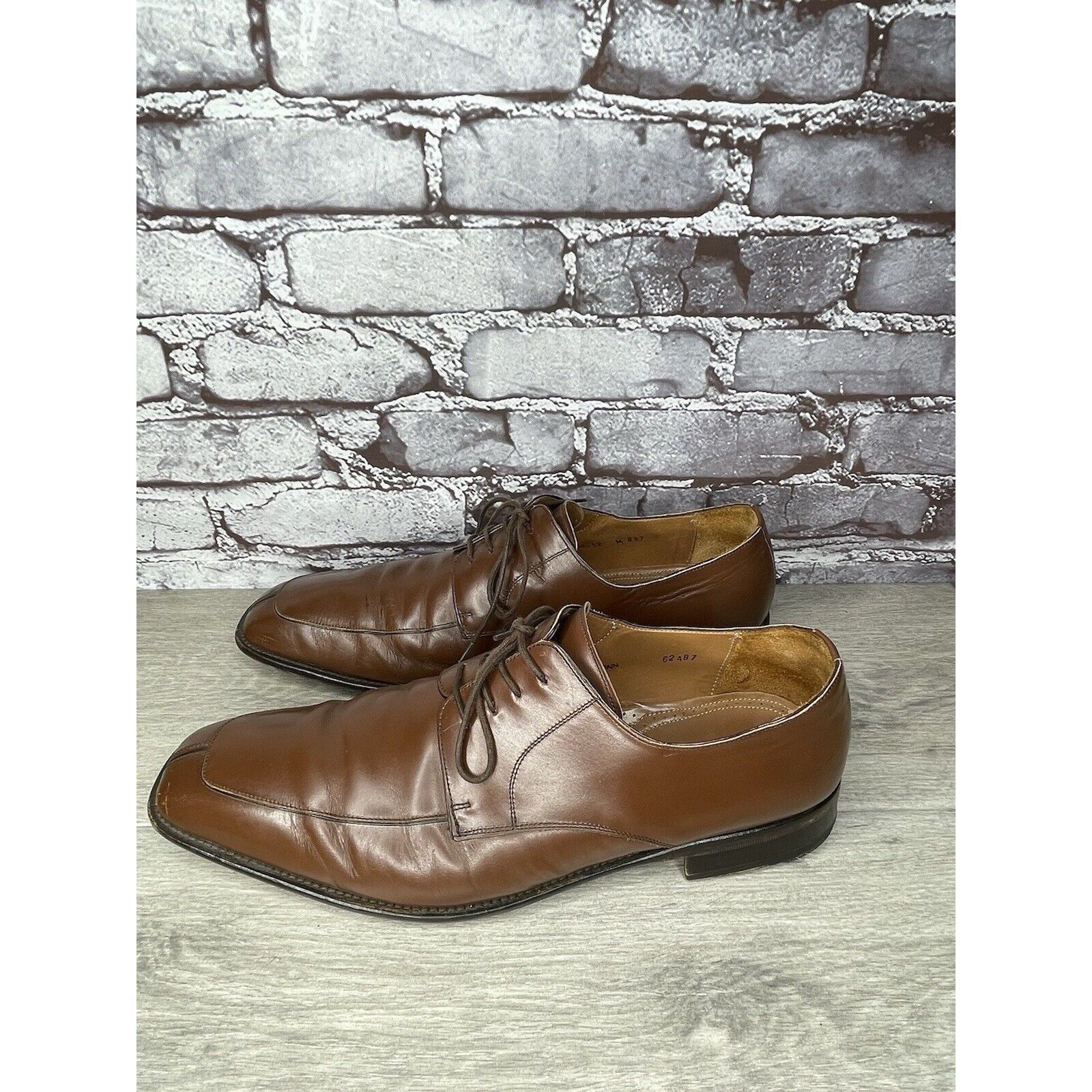 Mezlan Mezlan Carmichael Brown Leather LaceUp Oxfords Square Toe Dr Size US 12 / EU 45 - 1 Thumbnail