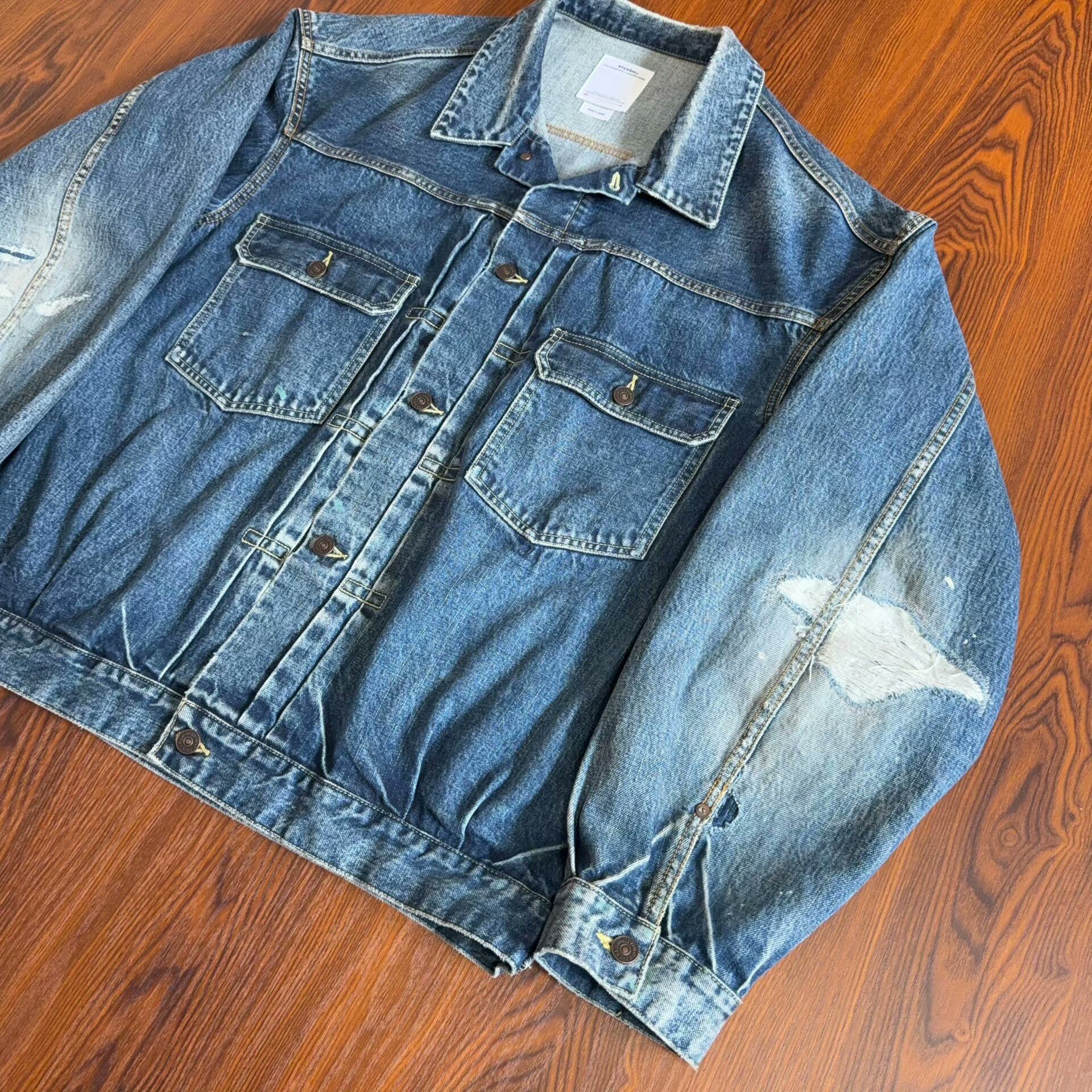 Visvim Visvim 101xx Distressed Denim Jacket Size US XXL / EU 58 / 5 - 1 Thumbnail