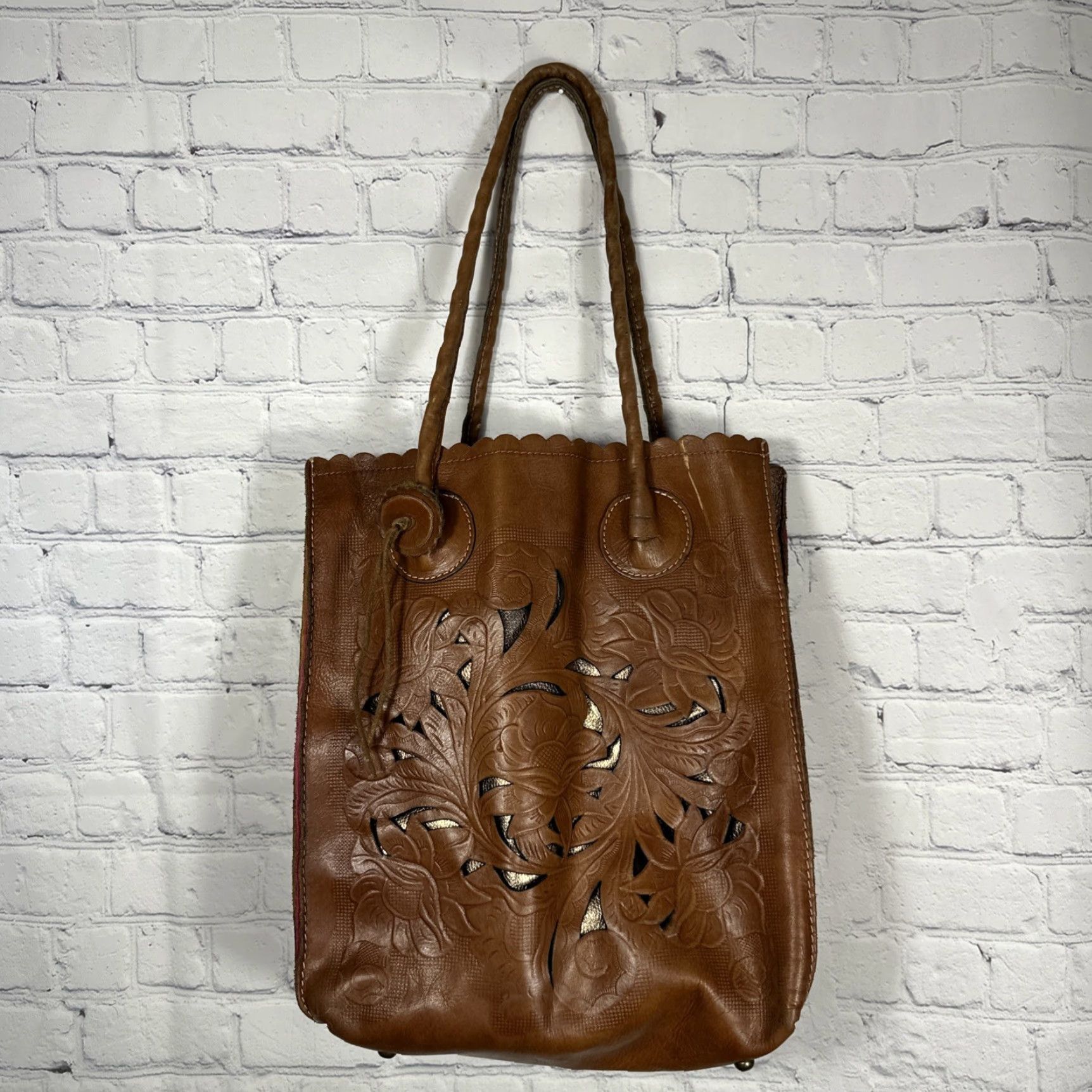 Patricia Nash Patricia Nash Leather CAVO Tote Bag Purse Boho Hobo Large Brown Floral Distressed Designer Western CAVO Womens Size ONE SIZE - 4 Thumbnail