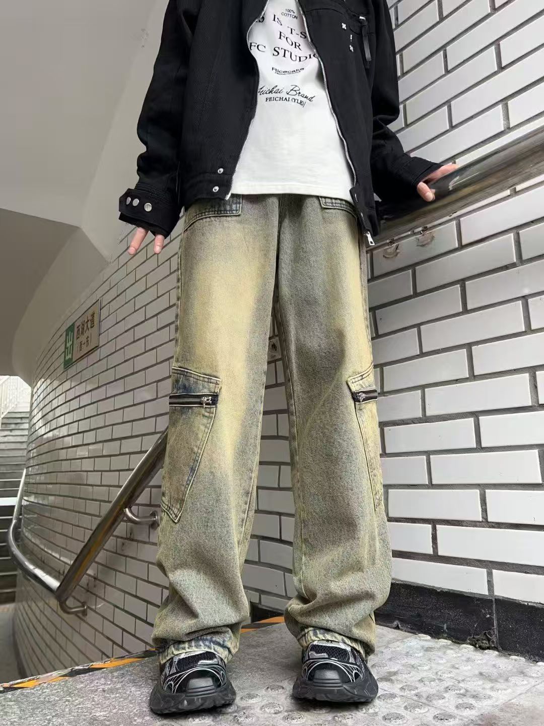 Japanese Brand × Jean American street washed vintage distressed cargo jeans Size US 34 / EU 50 - 2 Thumbnail