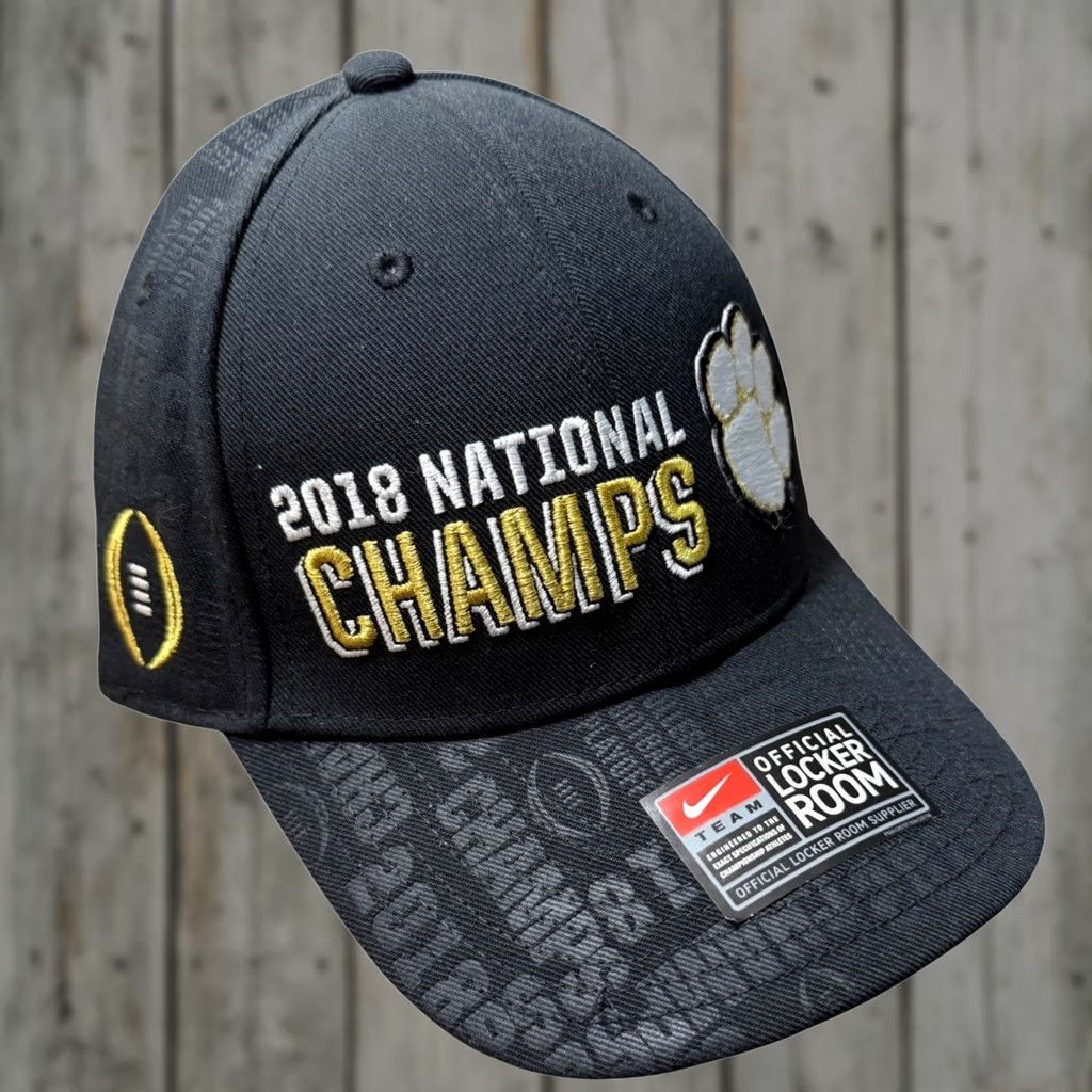 Nike Nike Clemson Tigers Hat Mens OSFA Black 2018 National Champs Locker Room Cap Size ONE SIZE - 1 Thumbnail