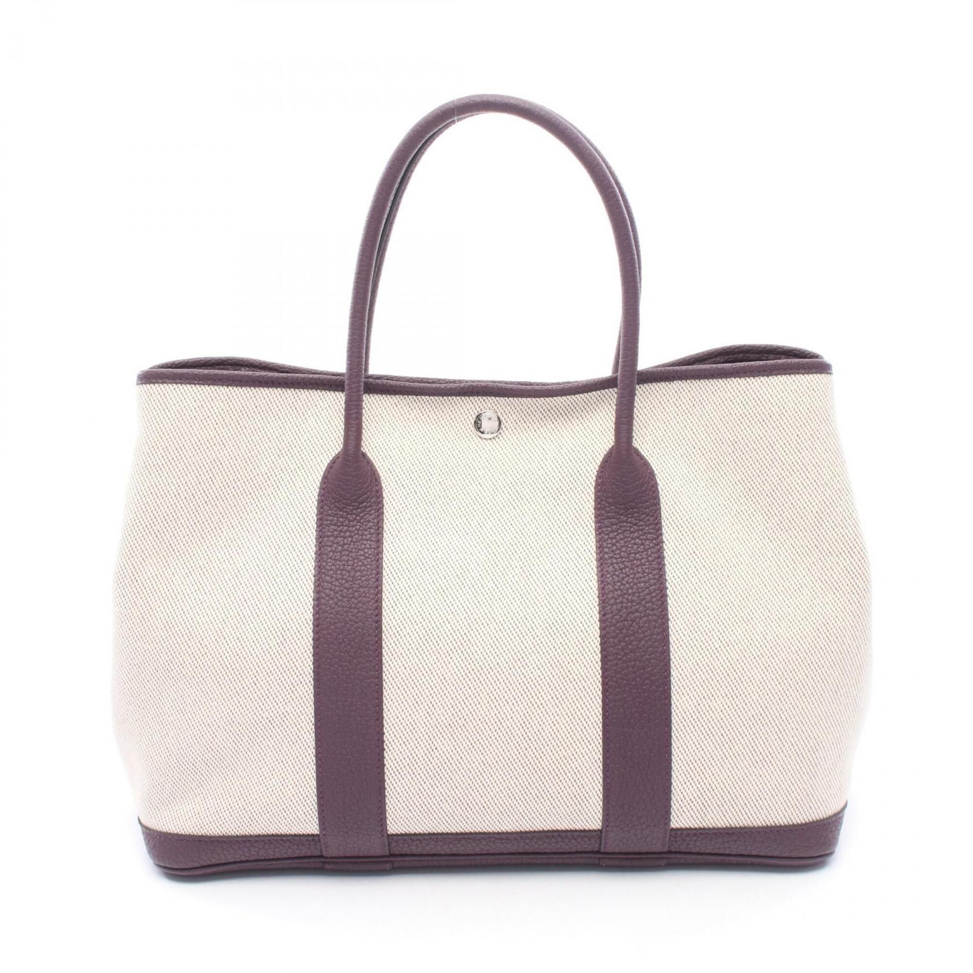 Hermes Hermes Garden Party PM Tote Bag/Handbag, Canvas and Leather, Twill Ash, Women's, Beige/Purple Size ONE SIZE - 1 Thumbnail