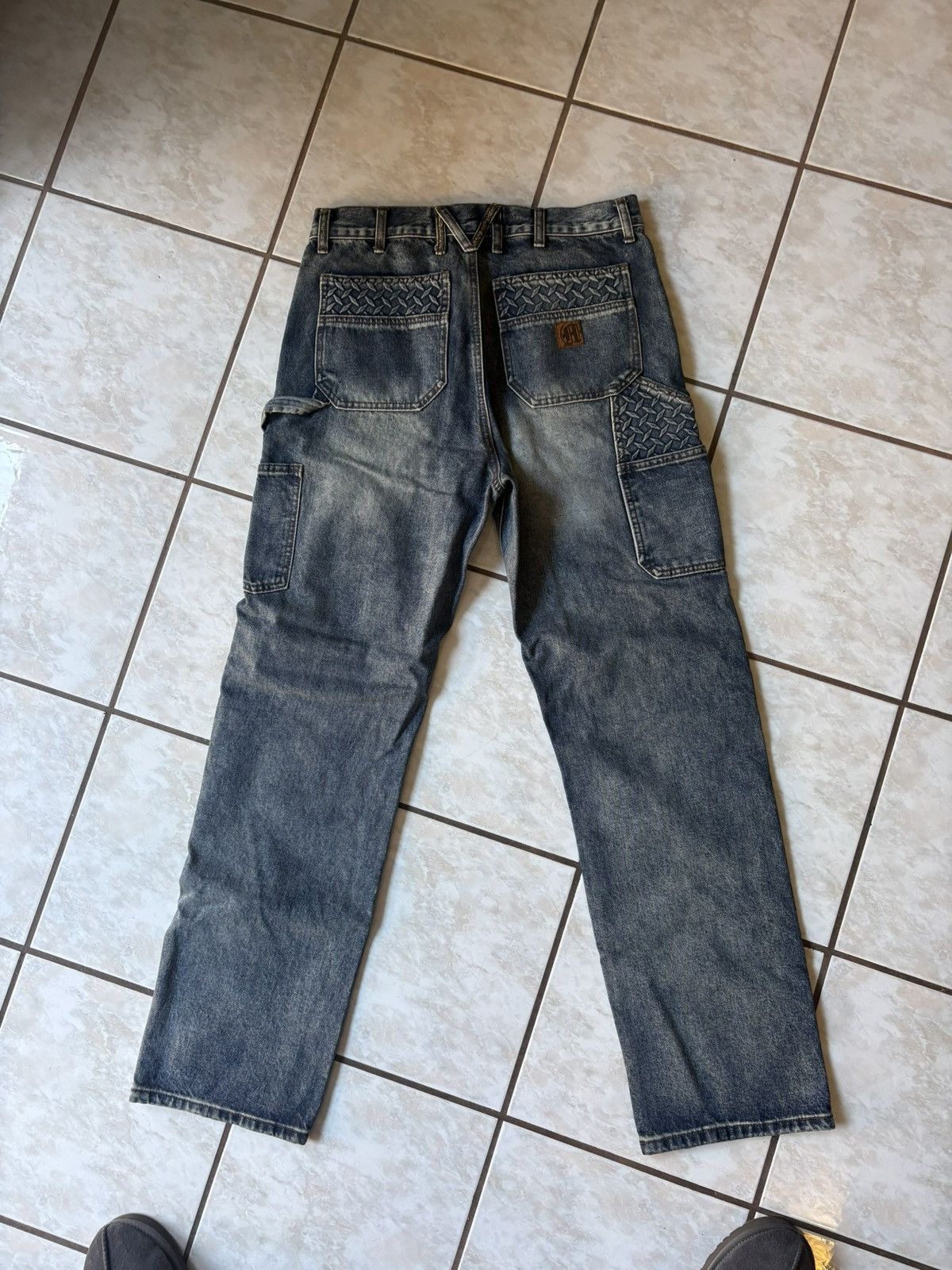 Menace Menace STEEL EMBOSSED DENIM CARPENTER PANTS Size US 32 / EU 48 - 4 Thumbnail