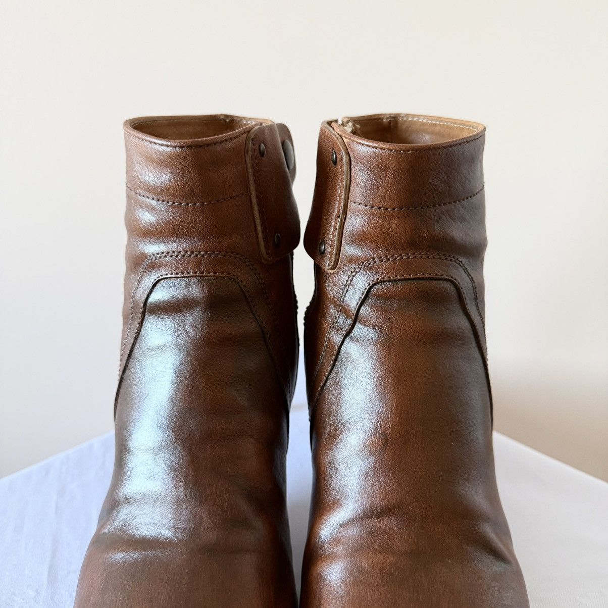 Rick Owens Rick Owens Stiletto Blood Brown Leather Zip Heels Boots Size US 10 / IT 40 - 4 Thumbnail