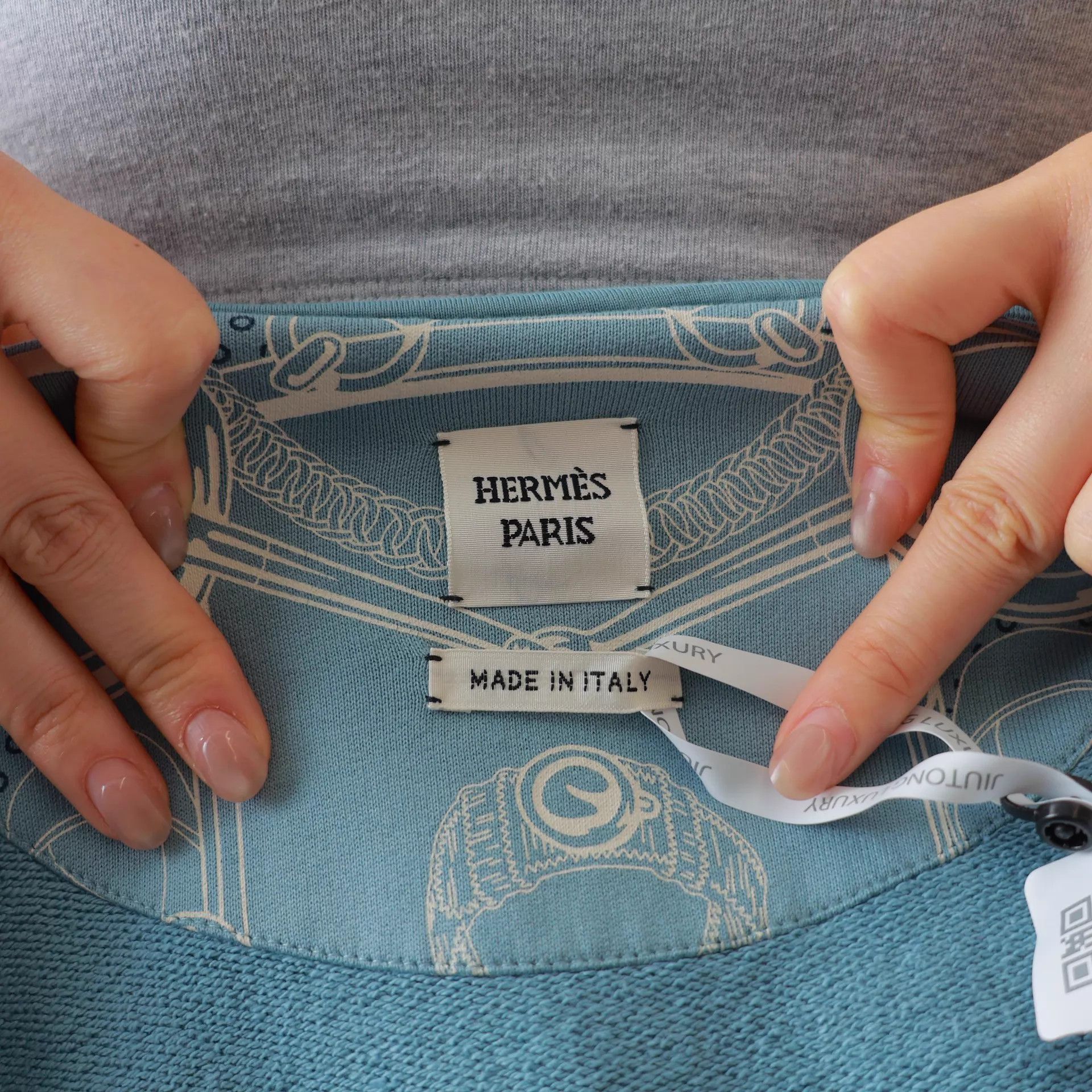 Hermes HERMES Blue Print Zipped Relax Hood Longsleeve Cotton Jkt 36 Size XS / US 0-2 / IT 36-38 - 2 Thumbnail