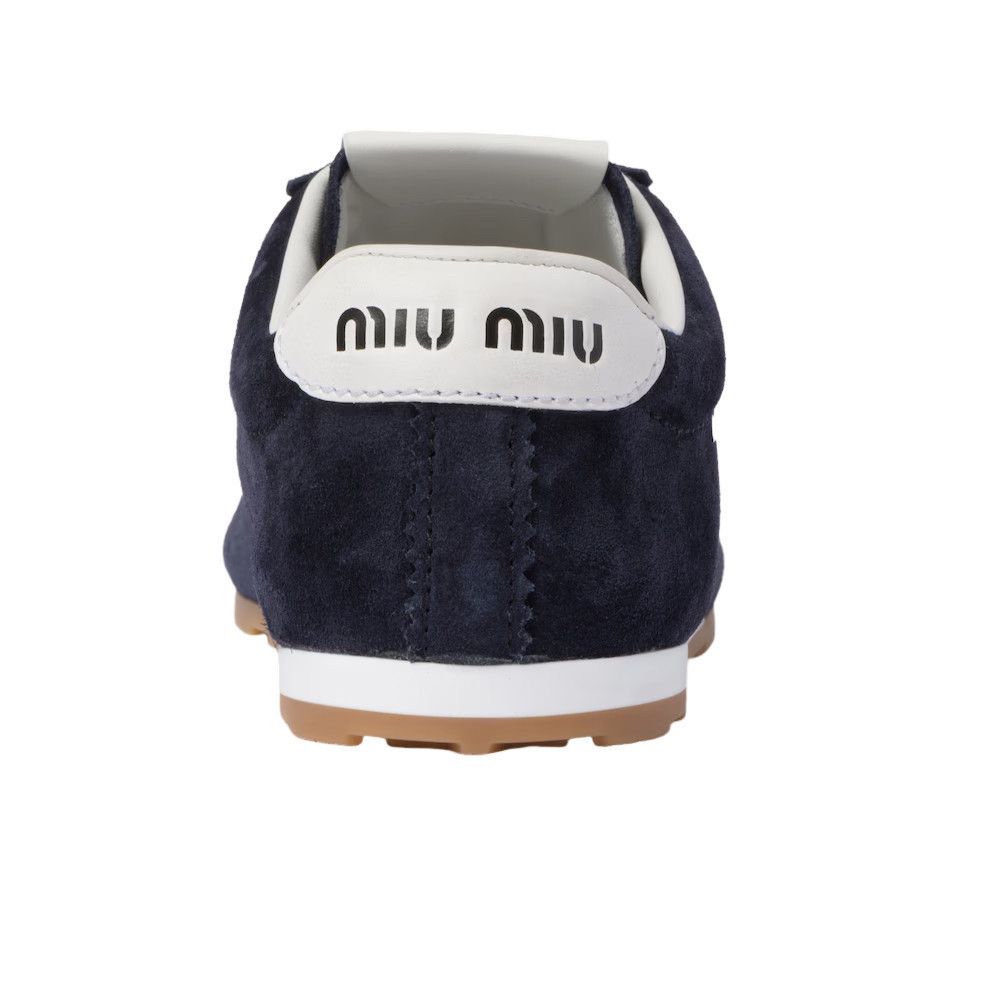 MIU MIU Plume $950 Navy Suede Sneakers New And Authentic (Wo