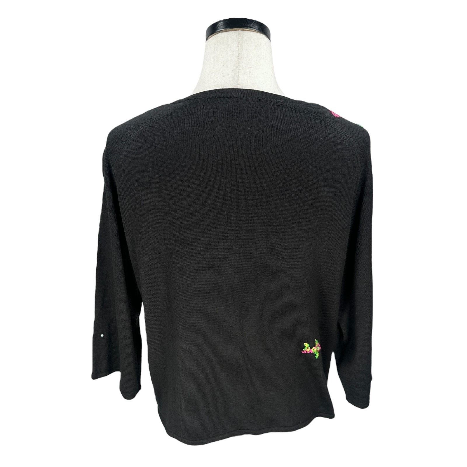 Other VTG Michael Simon Fish Cardigan Sweater Women XL Silk Black Size XL / US 12-14 / IT 48-50 - 6 Thumbnail