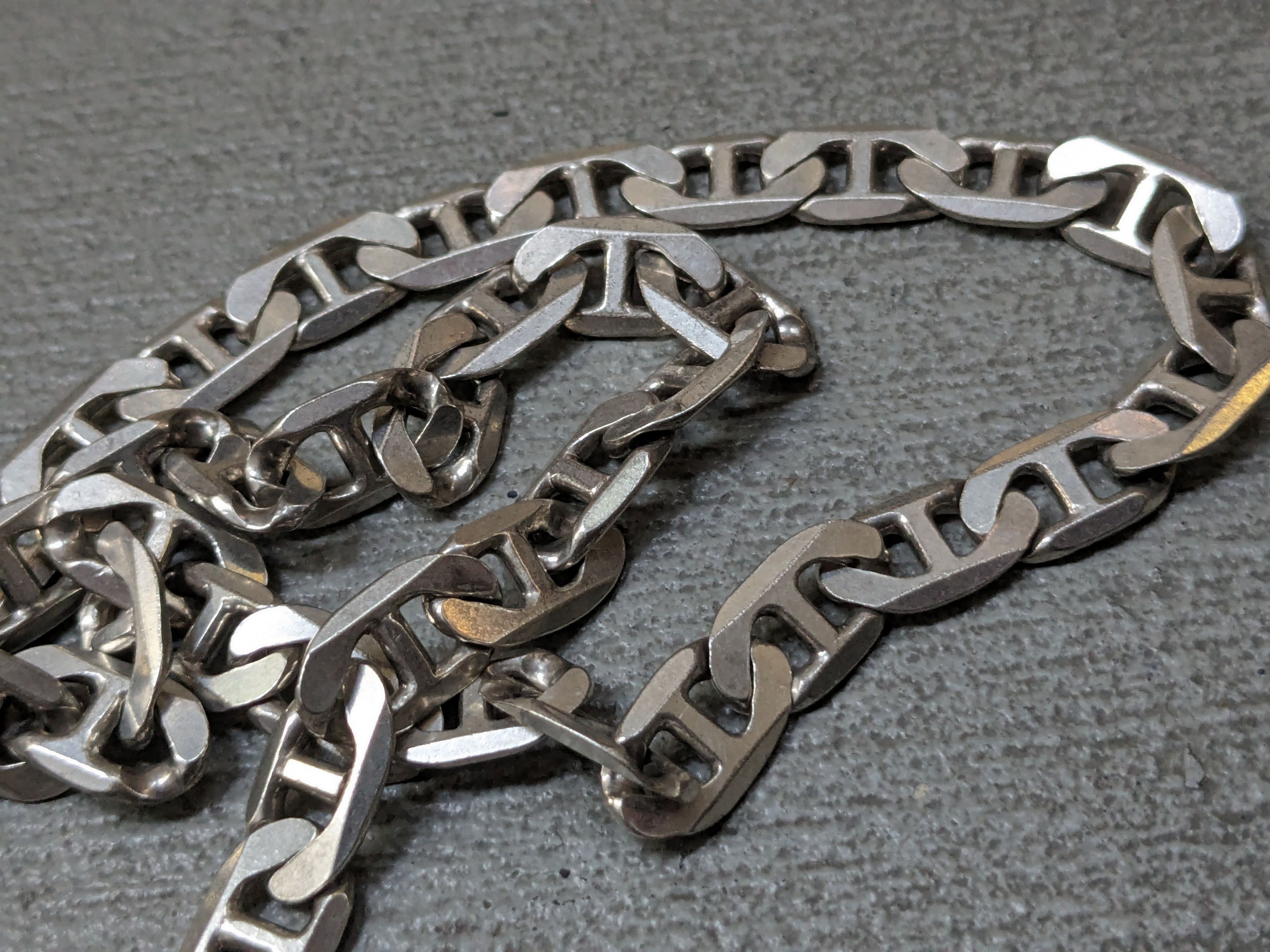 Jewelry Vintage Sterling Silver Necklace Mariner Anchor 22" Chunky Size ONE SIZE - 16 Thumbnail