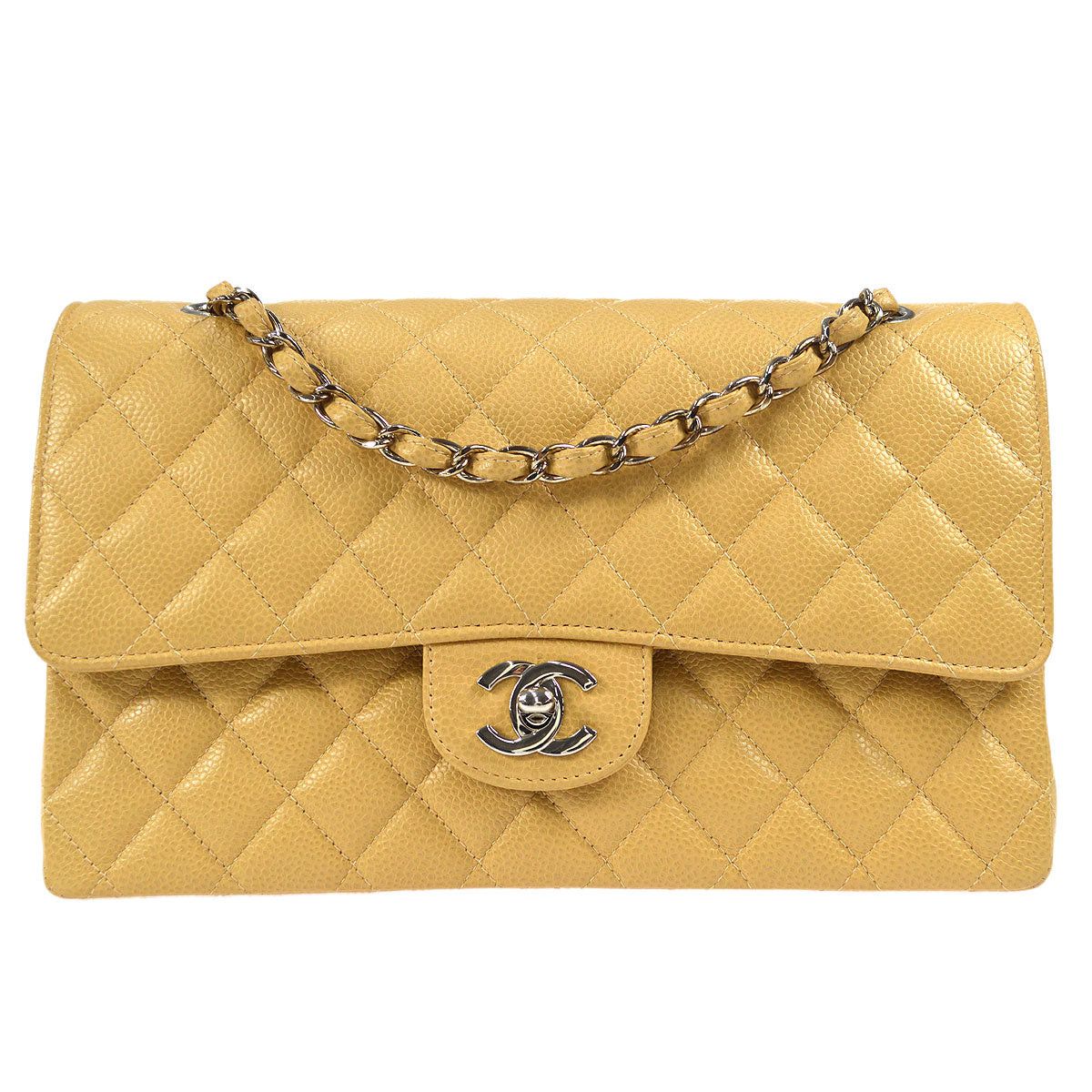 Chanel CHANEL Classic Double Flap Medium Shoulder Bag Beige Caviar