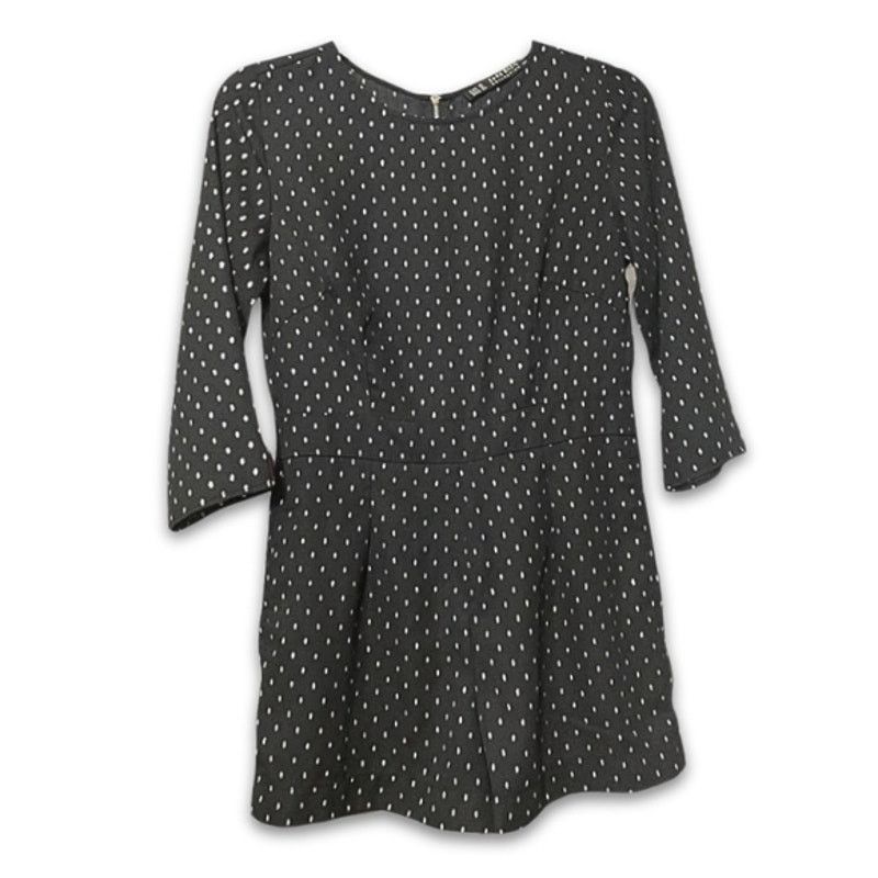 Zara Zara Romper Scoop Neck Functional Pockets Polka Dots Black S Size 27" / US 4 / IT 40 - 1 Thumbnail