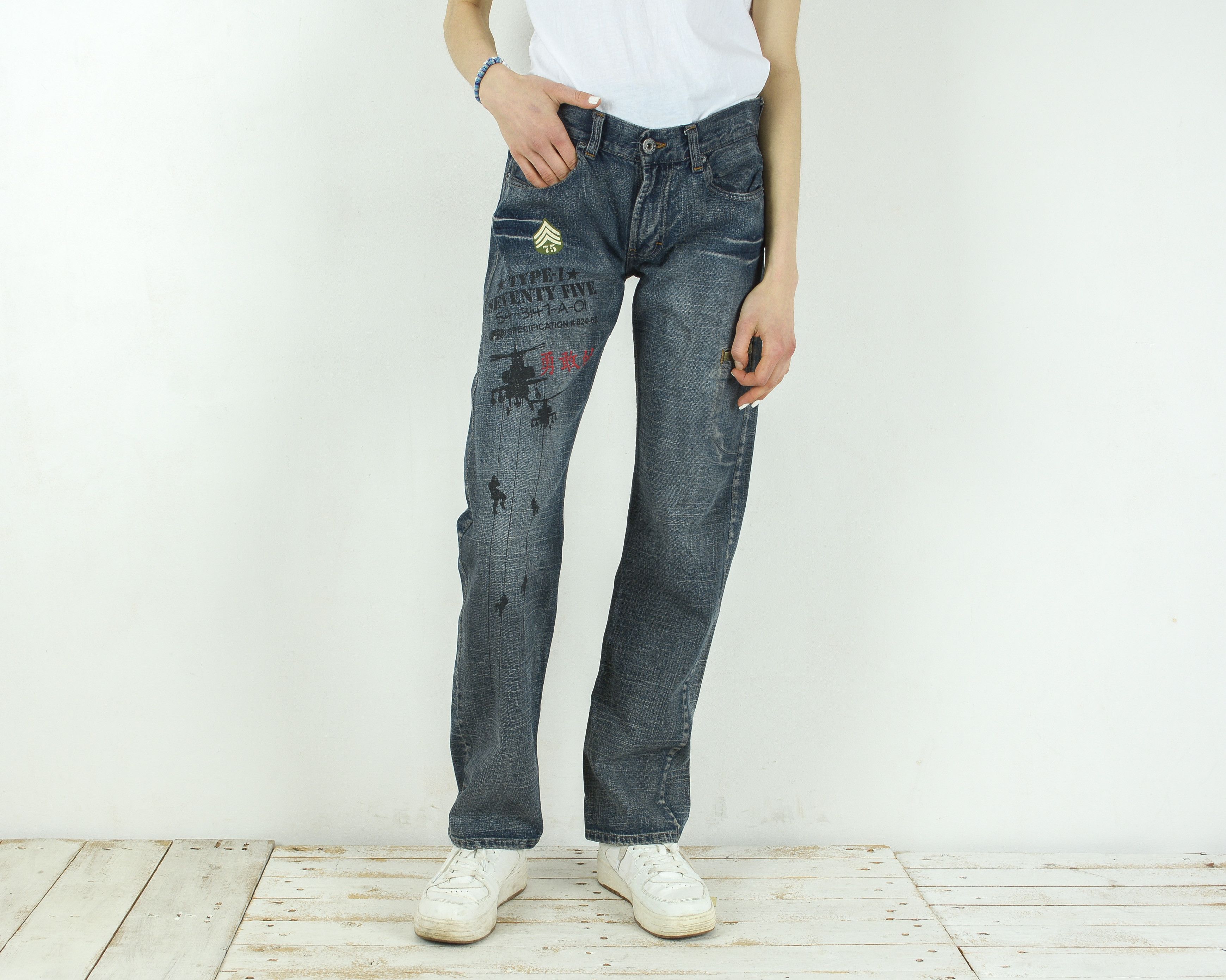 Other × Vintage ROUGH RIDER JEANS W31 L32 Straight Denim Camo Jeans Pants Size 31" - 1 Thumbnail
