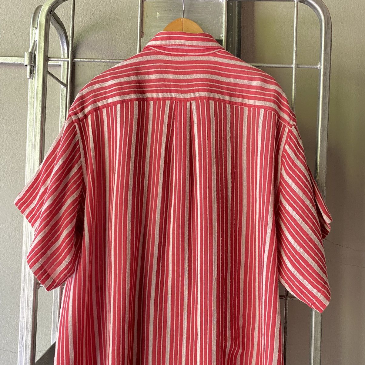 Yohji Yamamoto Yohji Yamamoto Red & White Stripe Shirt Dress Size US XXL / EU 58 / 5 - 11 Thumbnail