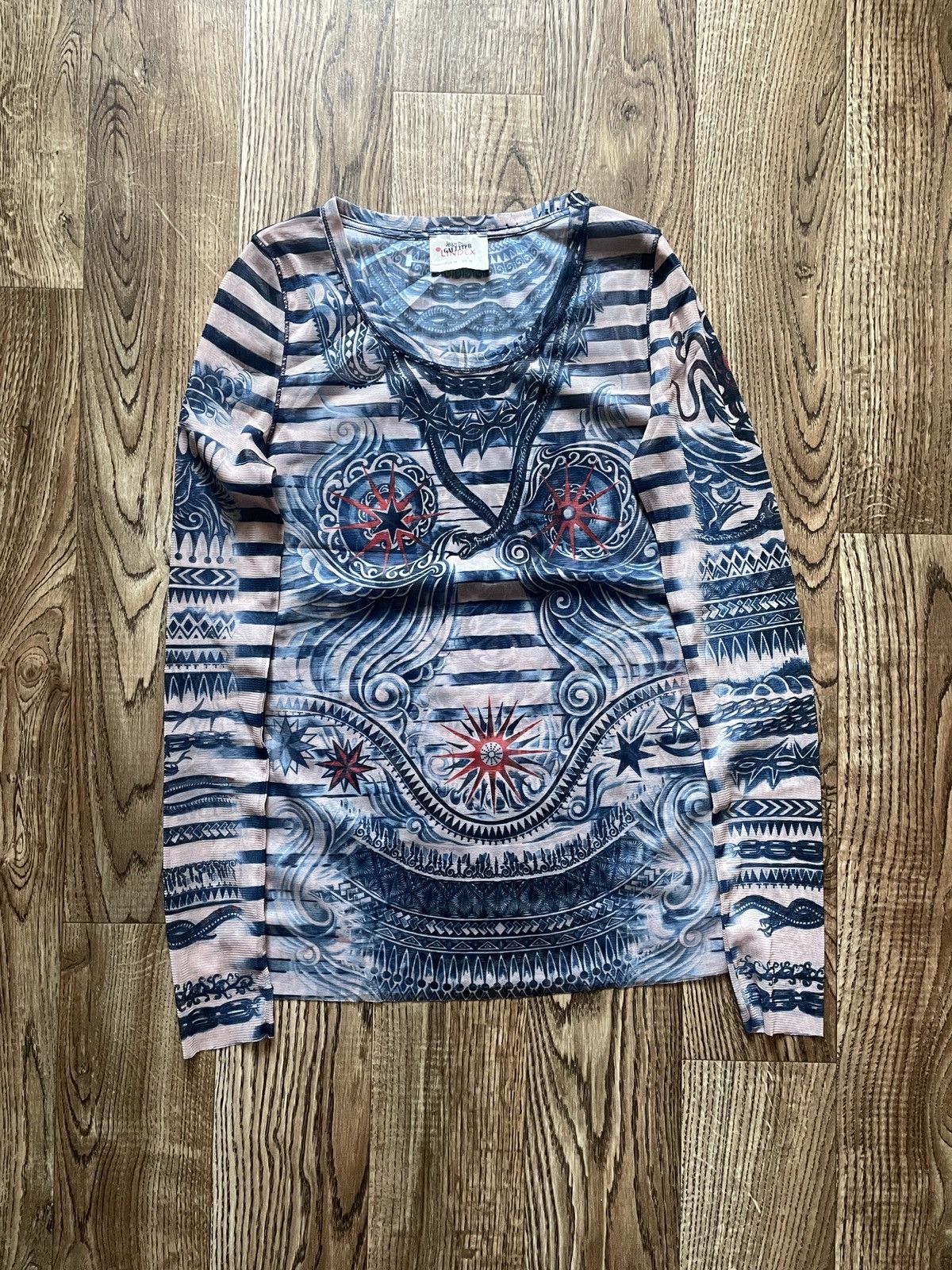 Jean Paul Gaultier Jean Paul Gaultier x Lindex tattoo mesh top shirt LS Size M / US 6-8 / IT 42-44 - 1 Thumbnail