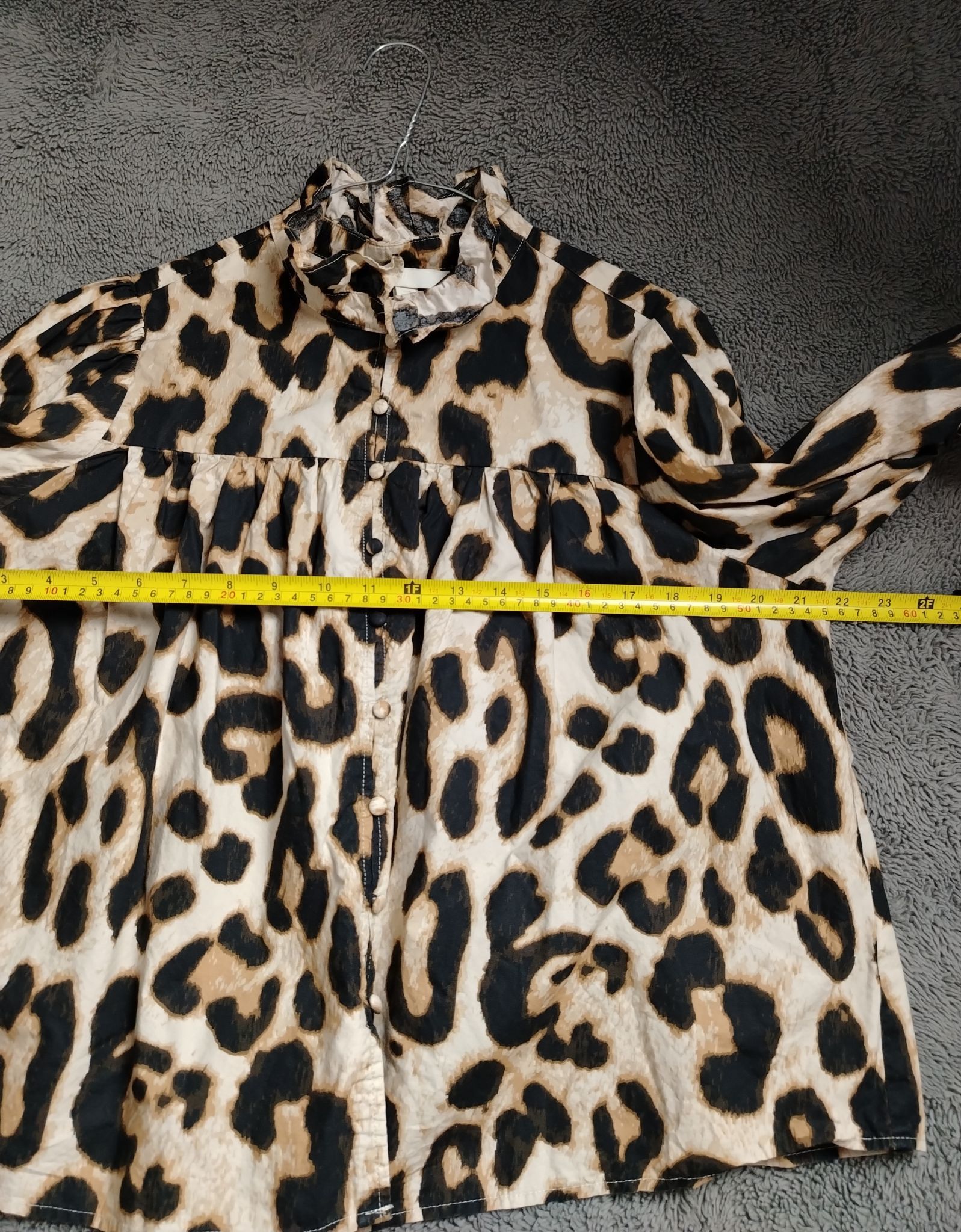 H&M Pre-Loved Blouse Women M Leopard Print Ruffle Collar Long Size M / US 6-8 / IT 42-44 - 7 Thumbnail