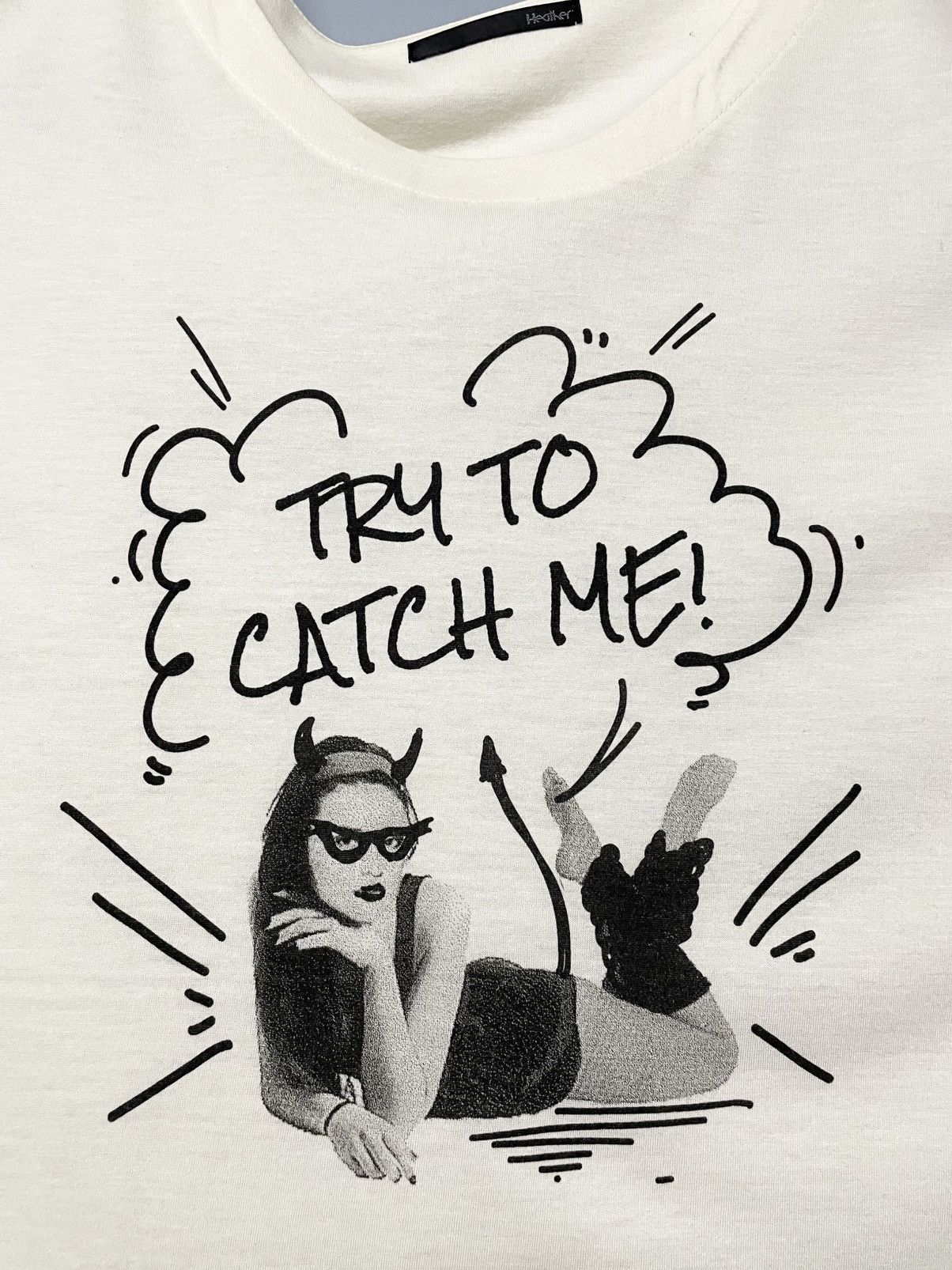 Japanese Brand Vintage 90s Japan Designer Heather Cat woman Punk Girl Tee Size US L / EU 52-54 / 3 - 9 Thumbnail