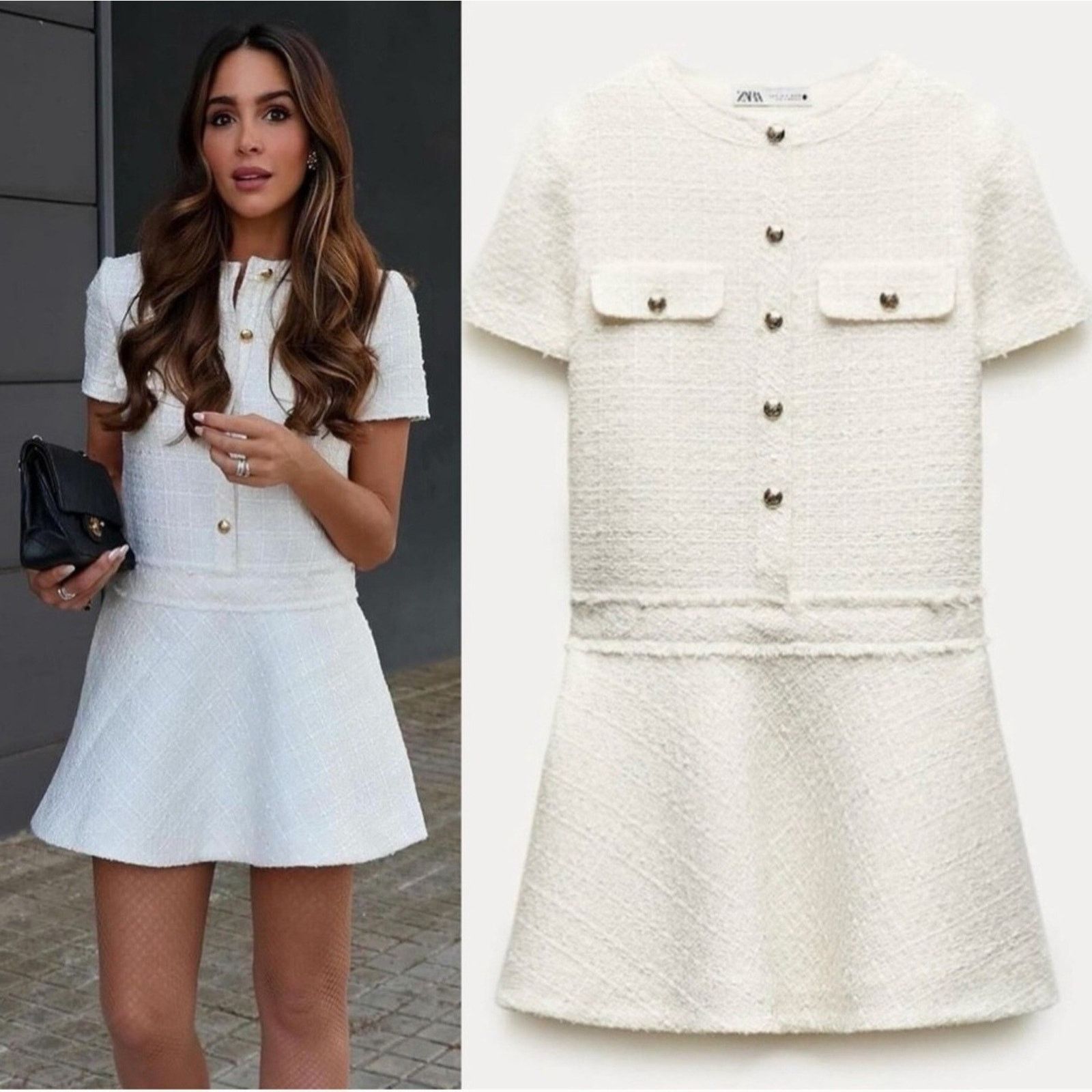 strapless open back dress Akira Take Notes Tweed Mini Dress | Pink main image 1
