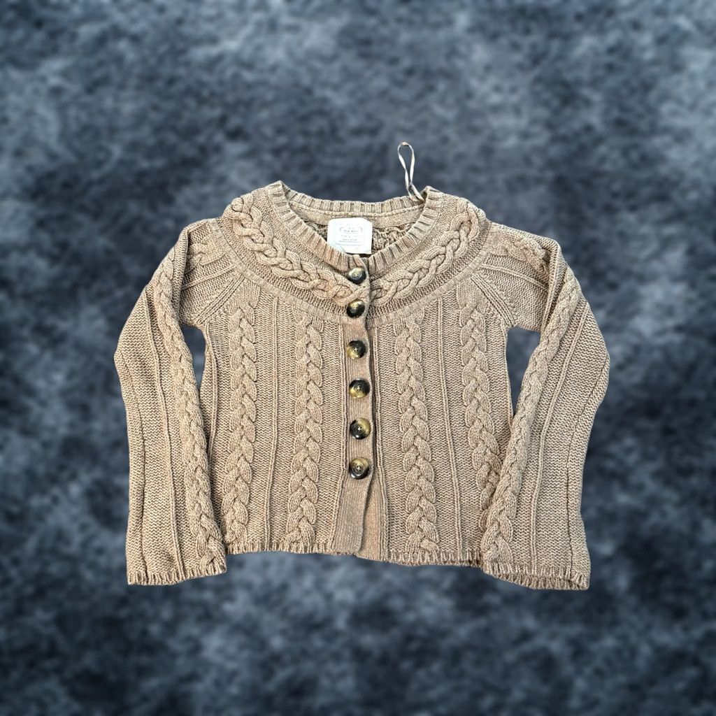 Old Navy VINTAGE Old Navy Cardigan Sweater Womens Large L Brown Lambswool Fitted Crew Neck Knit Wool Cotton Chair? Size L / US 10 / IT 46 - 1 Thumbnail
