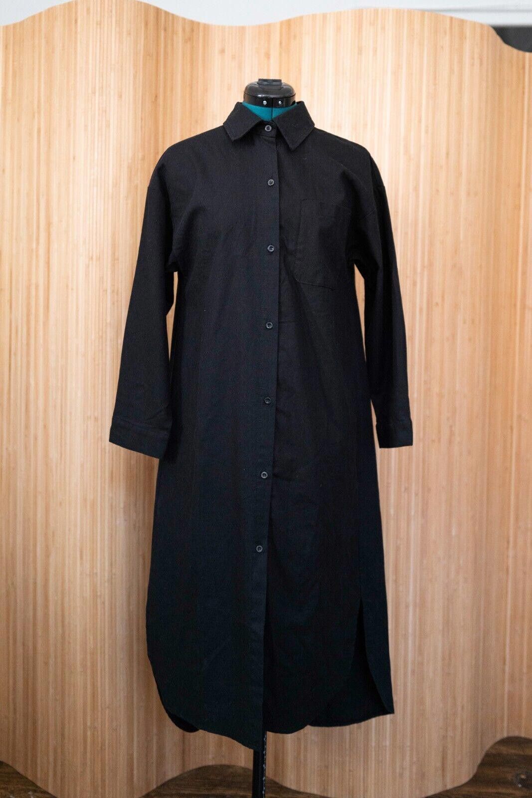 image of Designer Feitumei Longsleeve Button Up Black Dress Sz. S, Women's (Size Small)