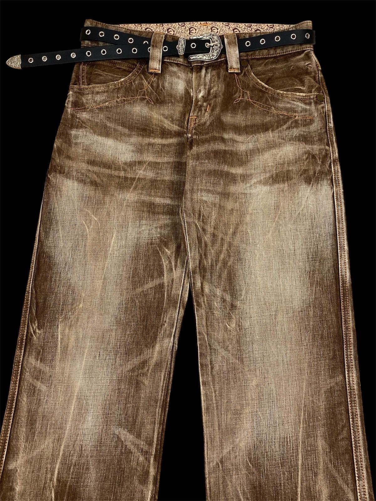Hysteric Glamour VERY RARE❗️VTG EDWIN BLUE TRIP CRAZY FADED BROWN FLARE JEANS Size US 30 / EU 46 - 3 Thumbnail