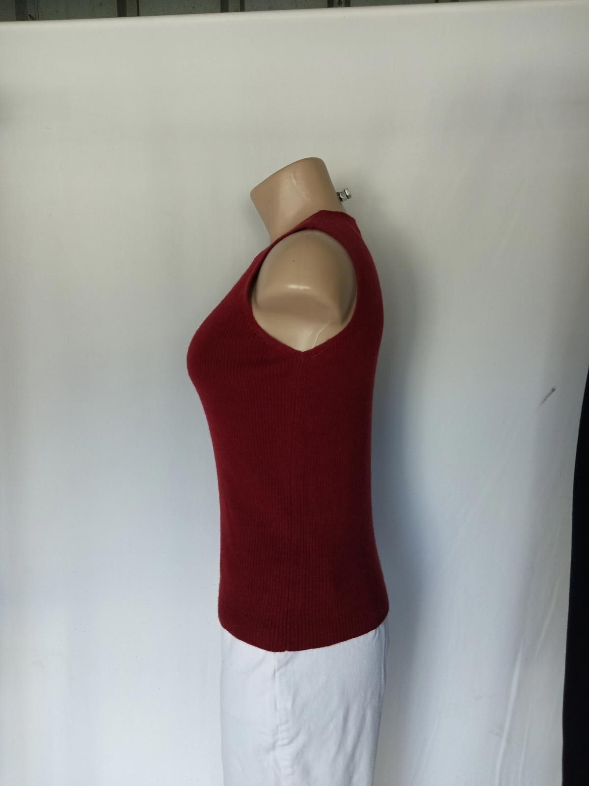 Designer Valerie Stevens Women's Ribbed Sleeveless Top - Red Size M / US 6-8 / IT 42-44 - 2 Thumbnail