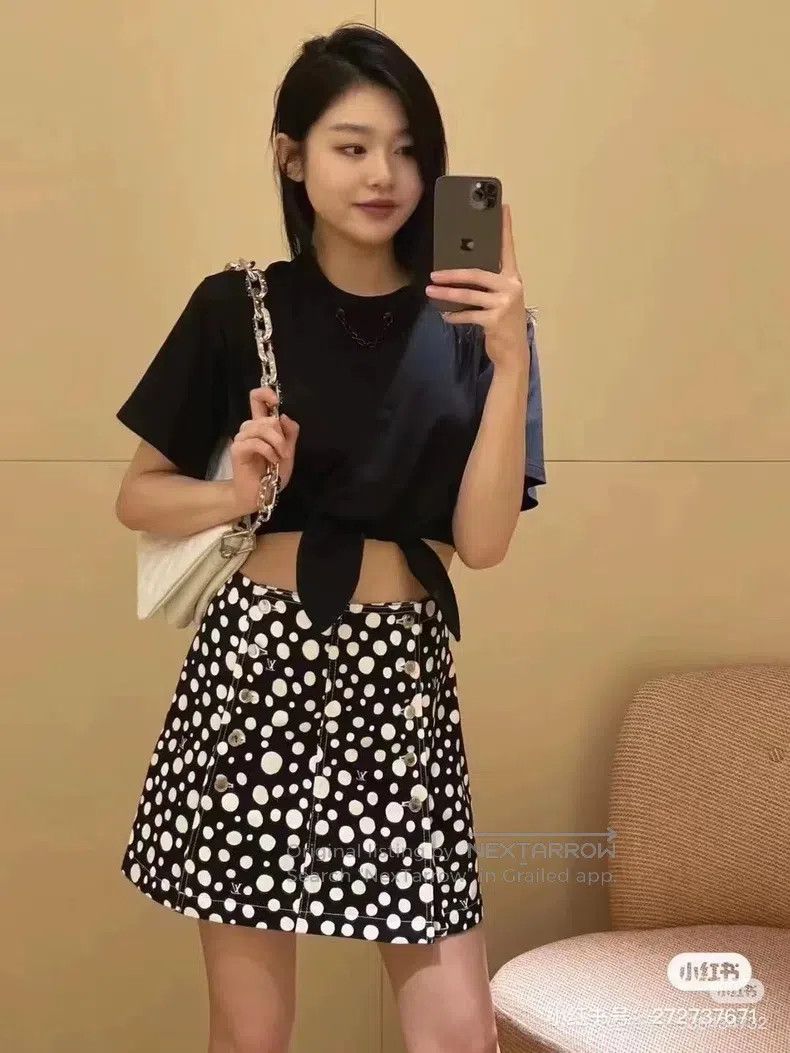 Louis Vuitton Louis Vuitton Yayoi Kusama signature polka-dot denim skirt Size 37" - 8 Thumbnail