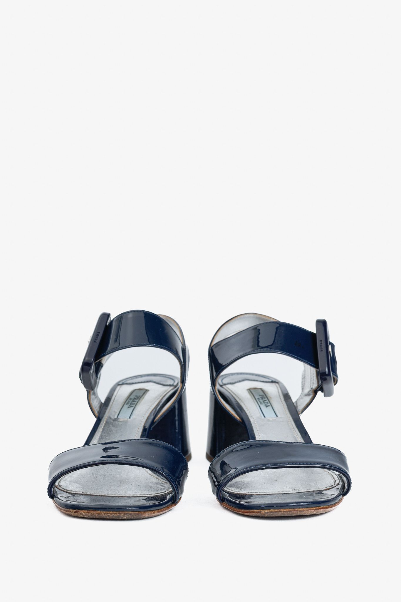 Prada Prada Blue Patent-Leather Buckled Sandals Size US 7 / IT 37 - 2 Thumbnail