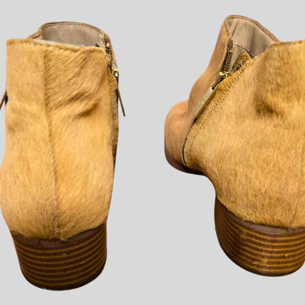 Halston H by Halston Lana Tan Suede Calf Hair Ankle Boots Women's 8. Size US 8.5 / IT 38.5 - 8 Thumbnail