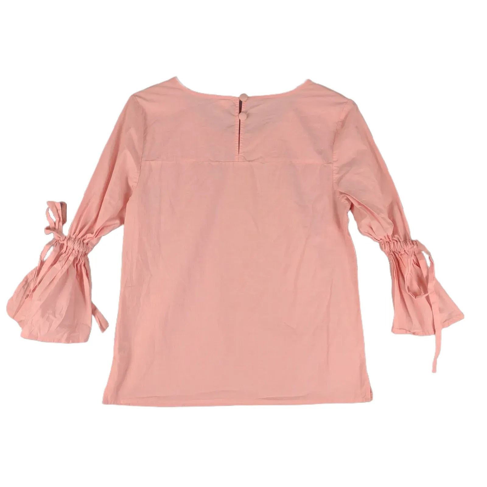J.Crew J CREW Tie Flared Bell Sleeve Cotton Poplin Shirt Top Blouse Size S / US 4 / IT 40 - 2 Thumbnail