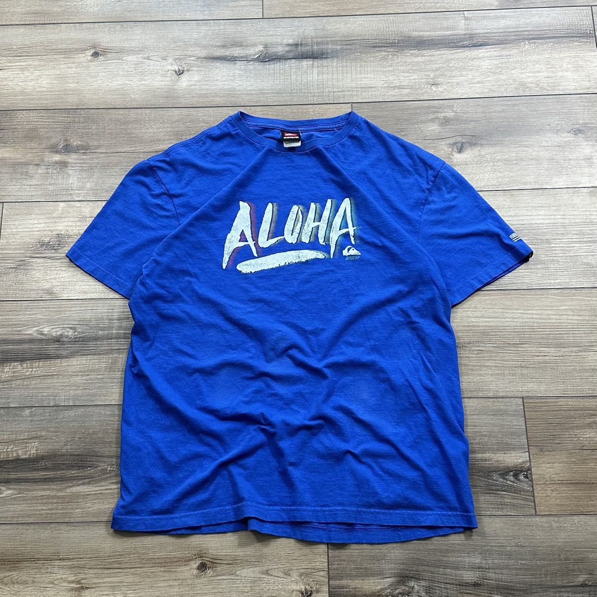 Quiksilver Vintage 2000s Y2K Quiksilver Aloha Blue Surf Graphic Tee Size US XL / EU 56 / 4 - 1 Thumbnail