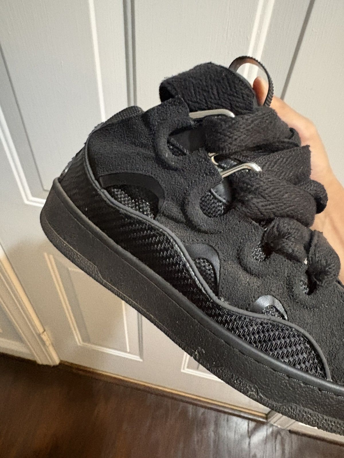 Lanvin Lanvin Black Curb Leather Sneakers Size US 11 / EU 44 - 8 Thumbnail