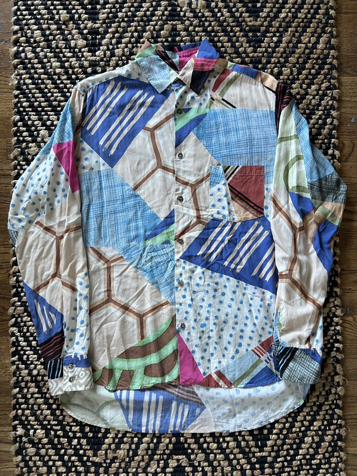 Yohji Yamamoto Yohji Yamamoto Pour Homme SS02 Abstract Print Button Up Size US L / EU 52-54 / 3 - 1 Thumbnail