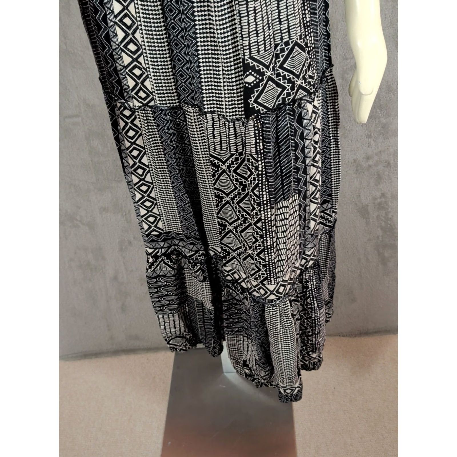 Vintage Wild Fable Maxi Dress Boho Festival Hippie Indie Smocked Patchwork Print Tiered Long sz S Womens Black Size S / US 4 / IT 40 - 2 Thumbnail