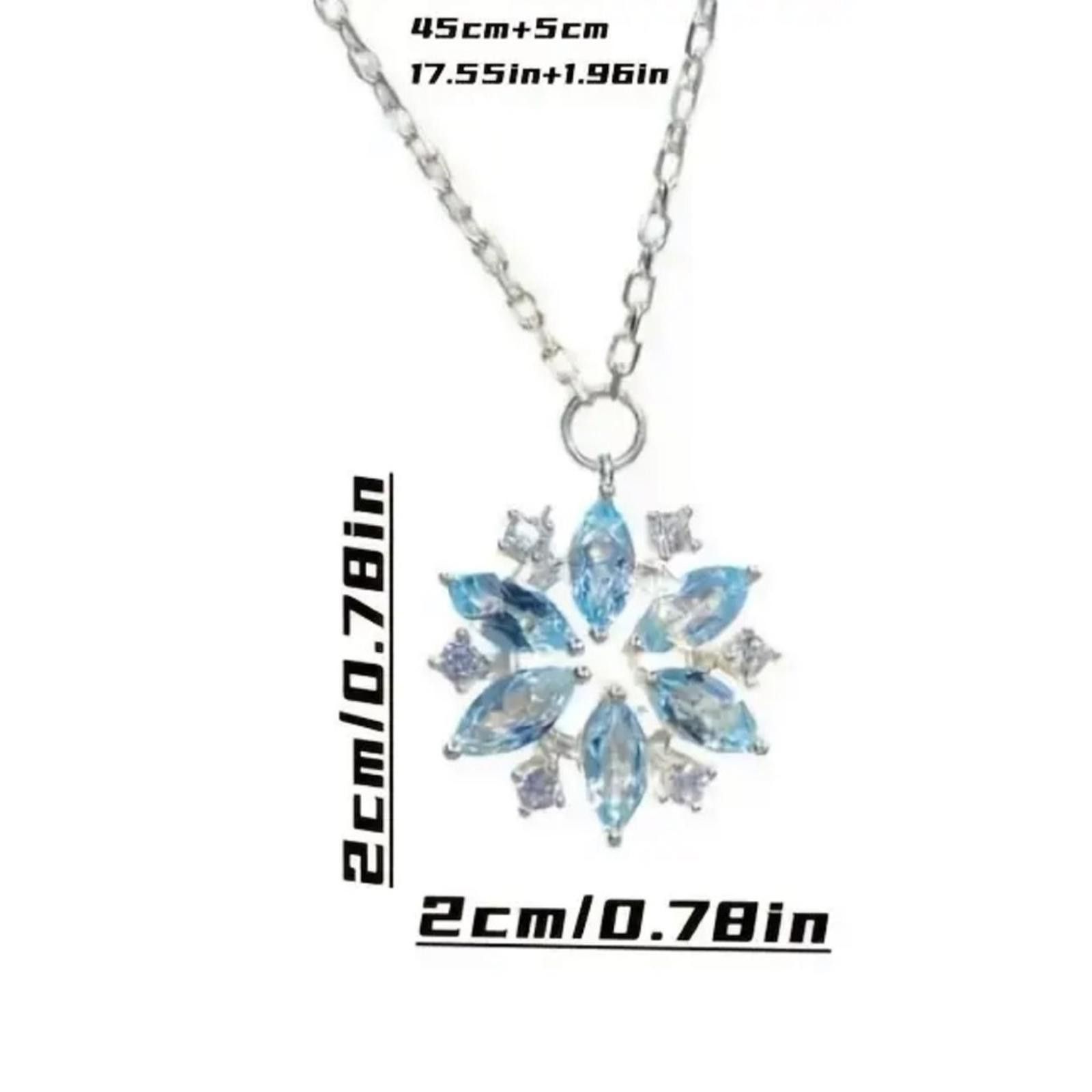 Designer Silver Snowflake Pendant Necklace Baby Blue Diamond Cz NWT Size ONE SIZE - 6 Thumbnail