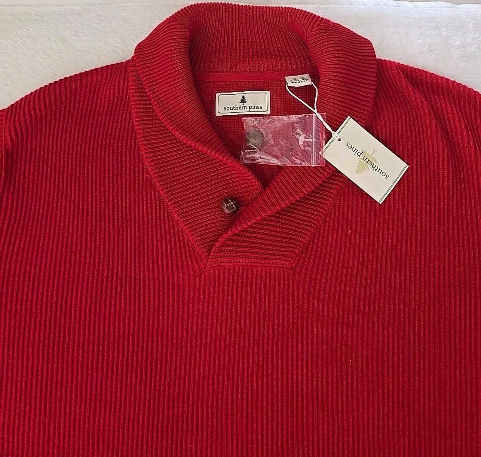 Southern Tide Southern Pines Collared Pullover Sweater XL Red Cotton NWT Size US XL / EU 56 / 4 - 2 Thumbnail
