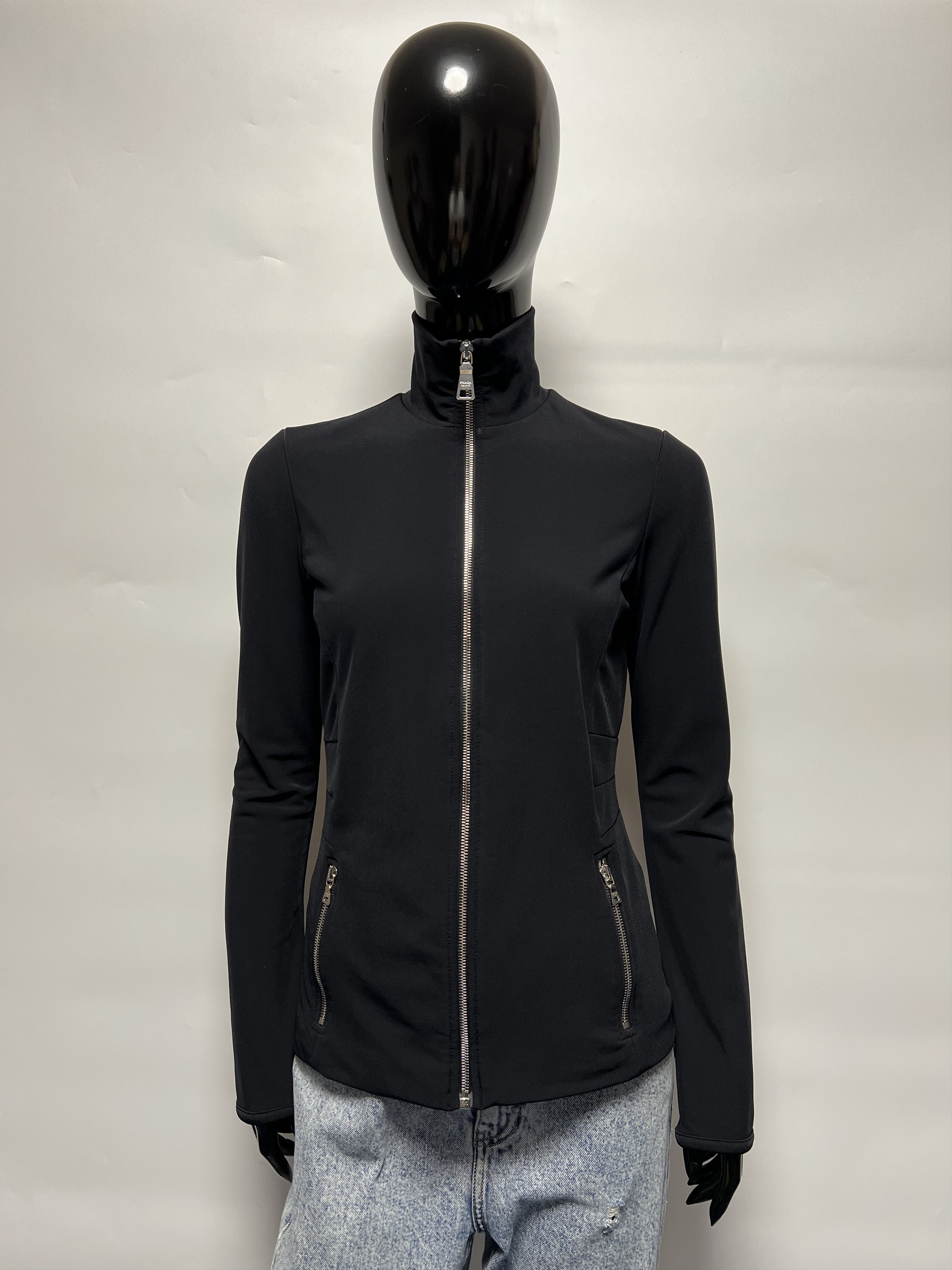Prada Prada Vintage Women’s Black Full Zip Jacket Size M/L Size L / US 10 / IT 46 - 2 Thumbnail