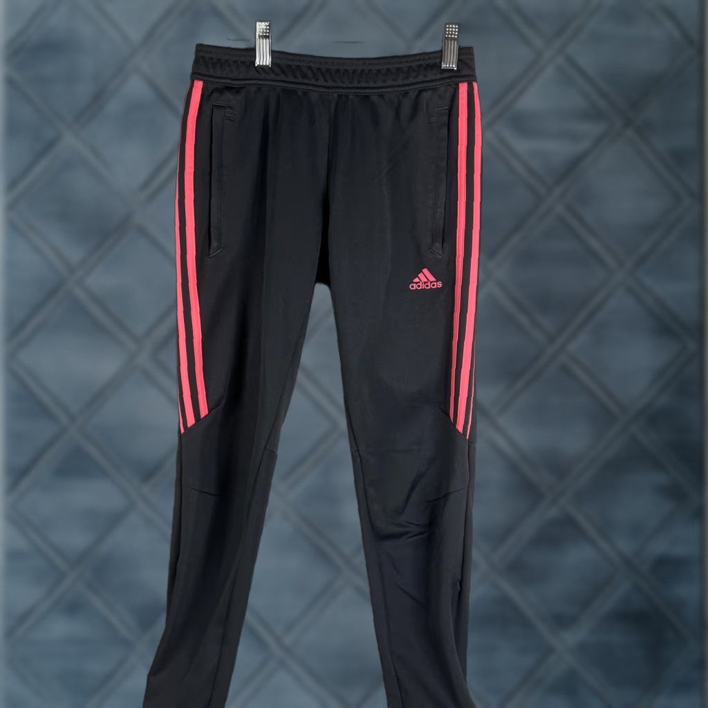 Adidas Adidas Climacool Track Pants Mens XS Black Pink 3 Stripe Zip Ankle Athletic Track Pants Mens XS Black Pink Striped Climacool Tapered Size US 27 - 1 Thumbnail