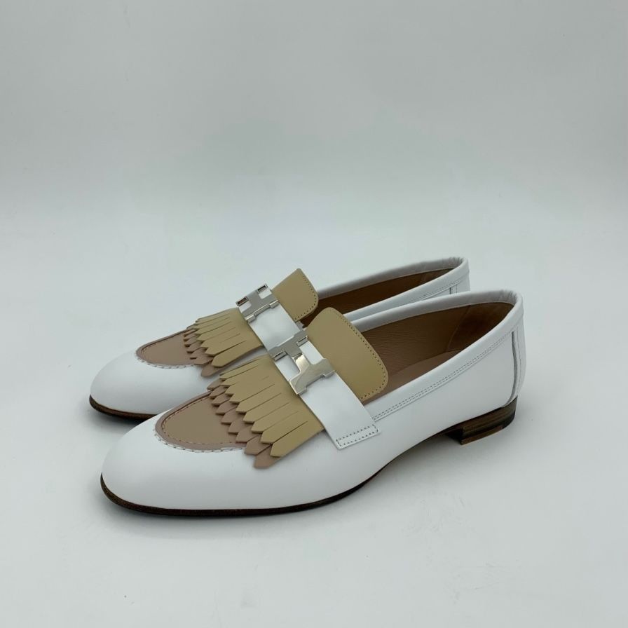 Hermes Hermès Womens Mocassins Royal Leather Flats Size 38 White & Size US 8 / IT 38 - 2 Thumbnail