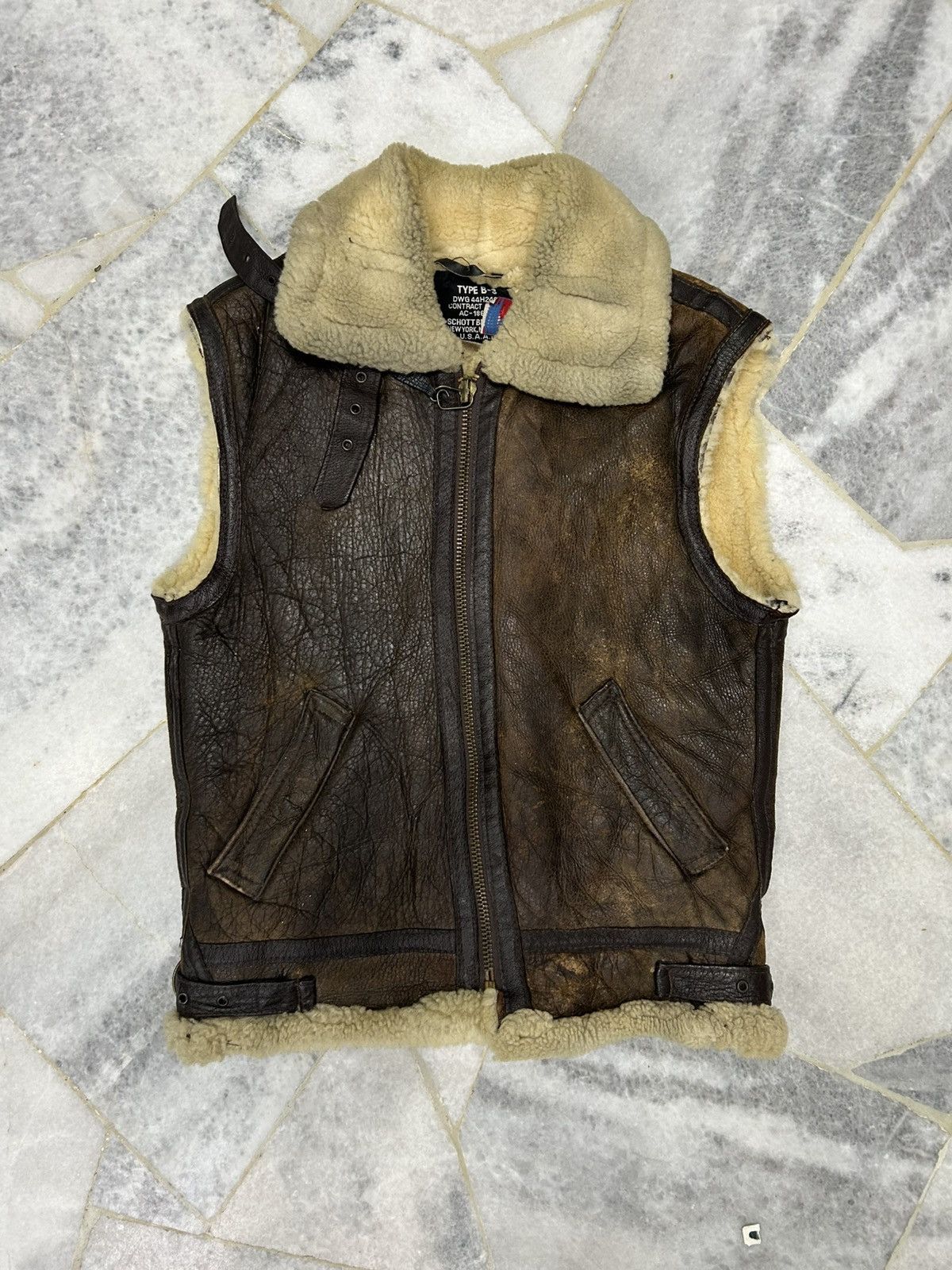 Schott Schott B-3 Flight Jacket Sleeveless Size US XS / EU 42 / 0 - 1 Thumbnail