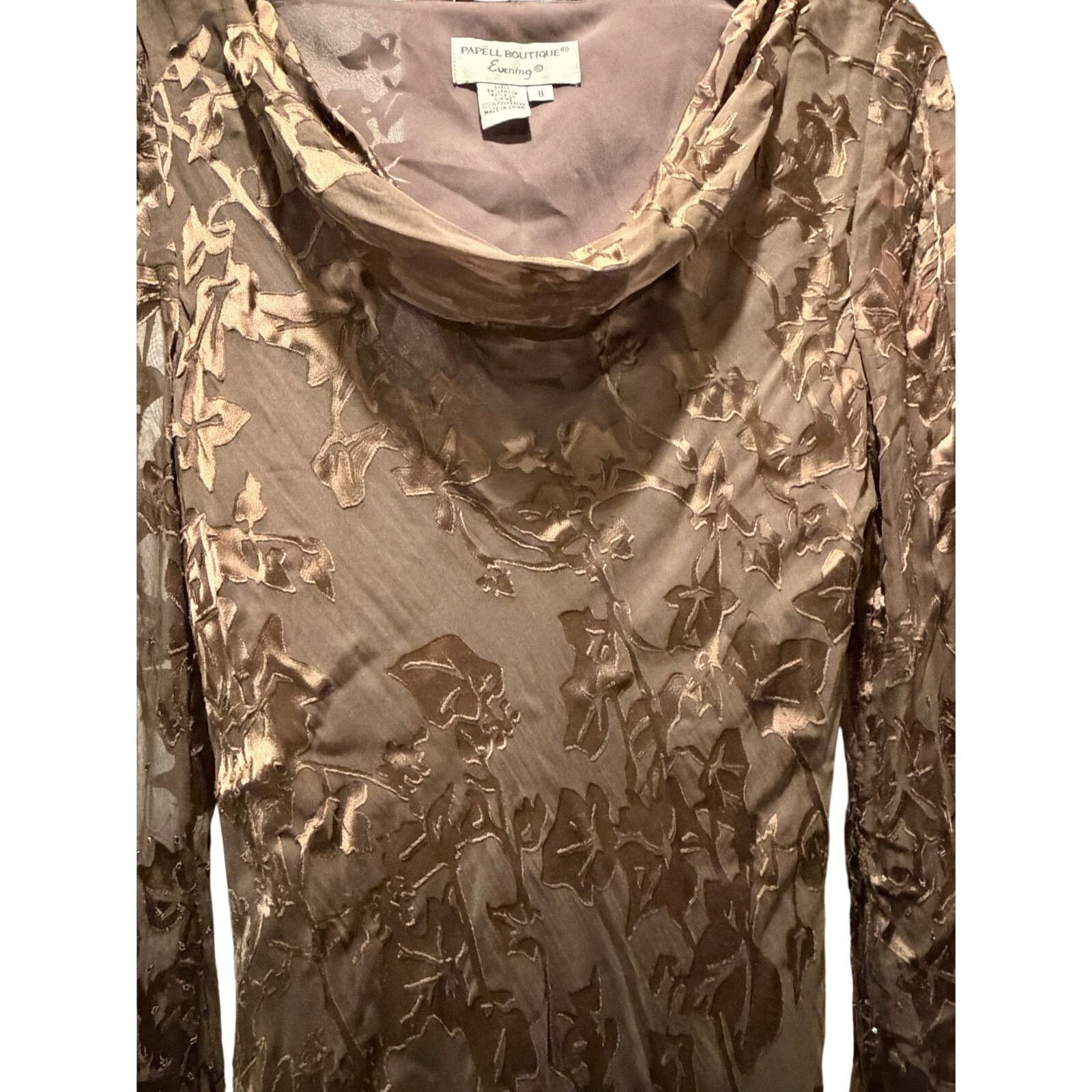 Adrianna Papell Papell Boutique Evening Cowl Neck Maxi Dress Gold Women 8 Size M / US 6-8 / IT 42-44 - 5 Thumbnail