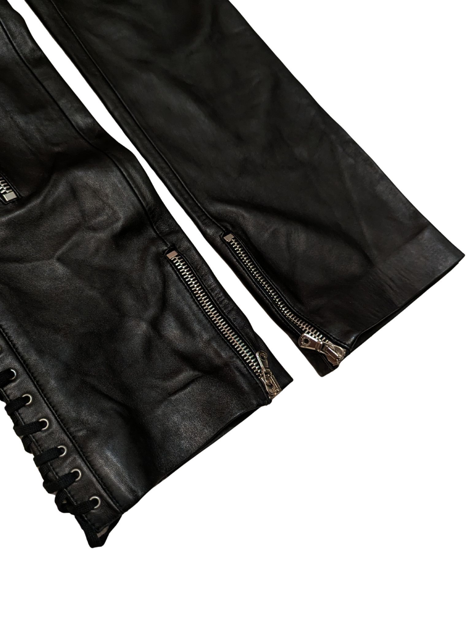 Dolce & Gabbana Vintage Dolce & Gabbana Leather Lace-Up Gothic Pants – Black Size 28" / US 6 / IT 42 - 6 Thumbnail