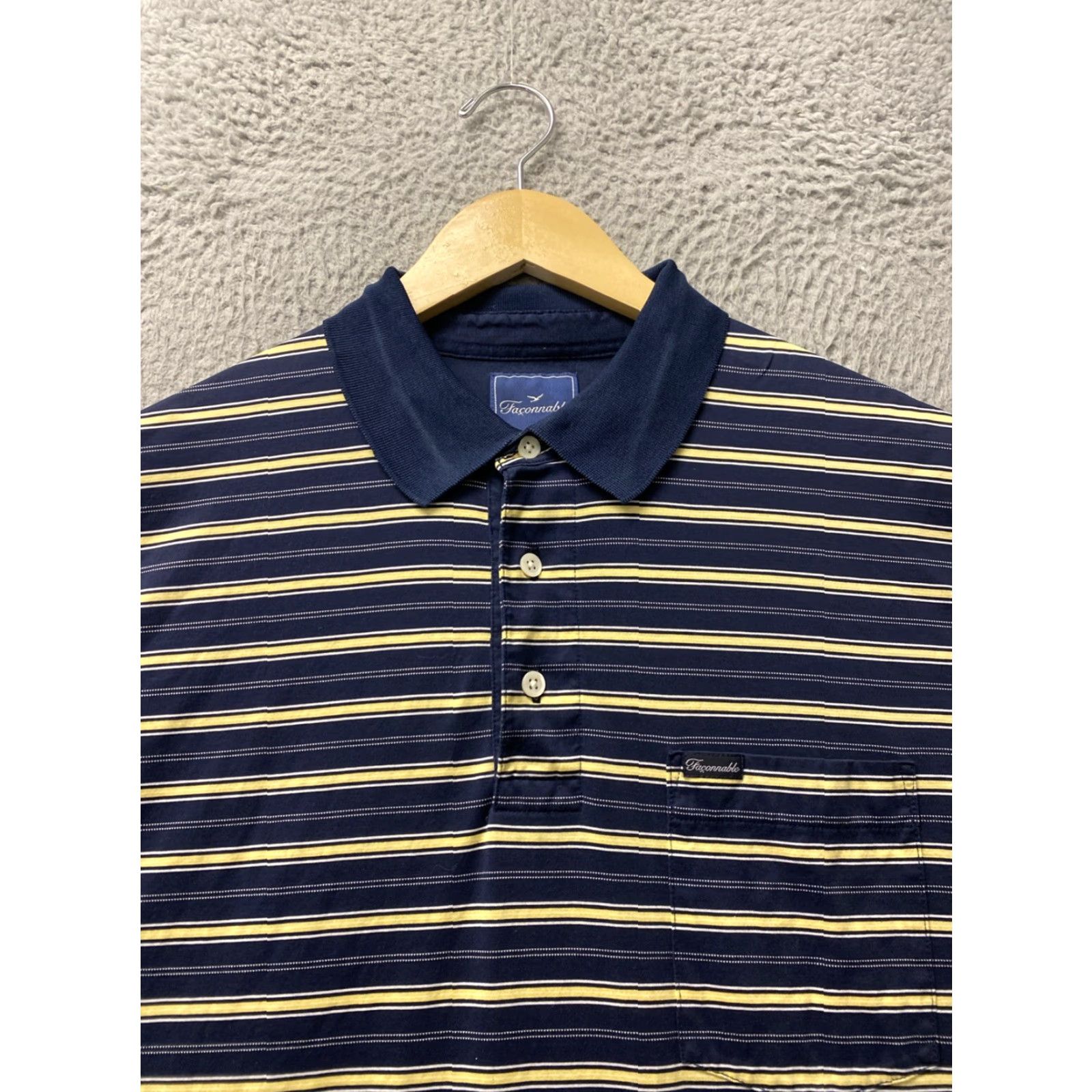 Faconnable VINTAGE Faconnable Polo Shirt Men’s M Cotton Striped 90s Golf Casual Navy Yellow Size US M / EU 48-50 / 2 - 2 Thumbnail