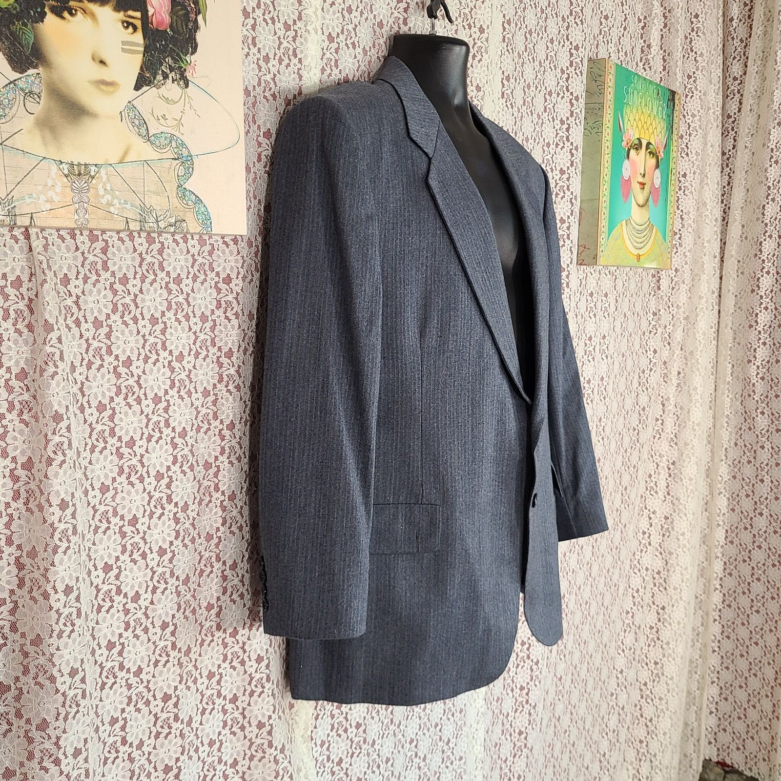 Vintage Vintage 90s kuppenheimer grey wool pinstripe blazer size xl Size 46R - 7 Thumbnail