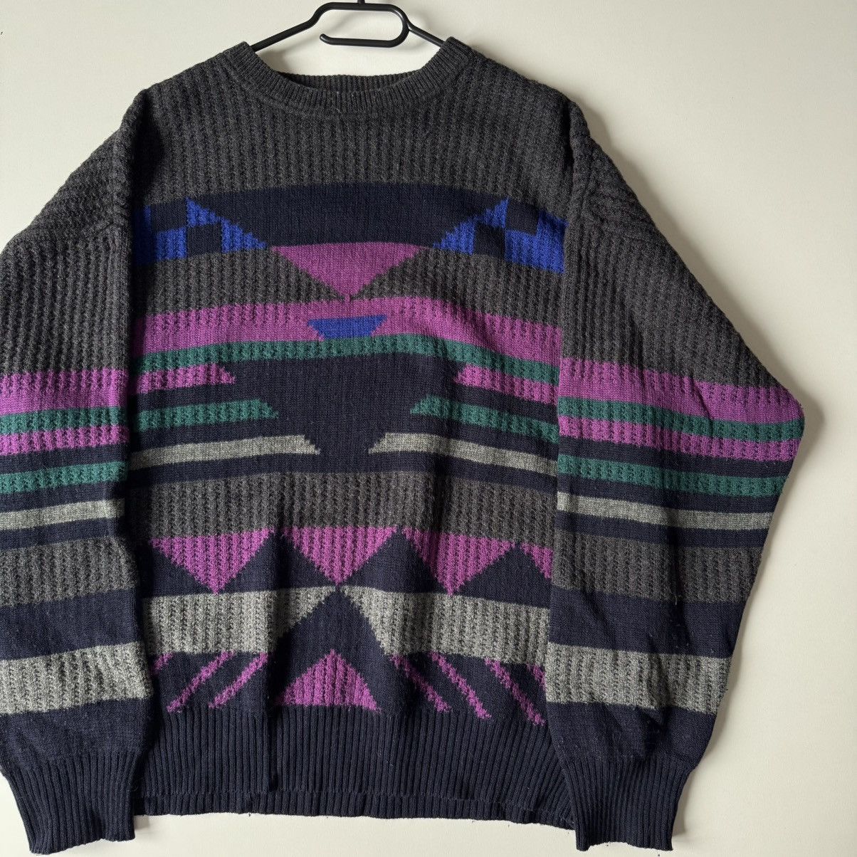 Vintage Vintage Aztec Print Wool Boxy Fit Sweater grandpa knit ald Size US L / EU 52-54 / 3 - 4 Thumbnail